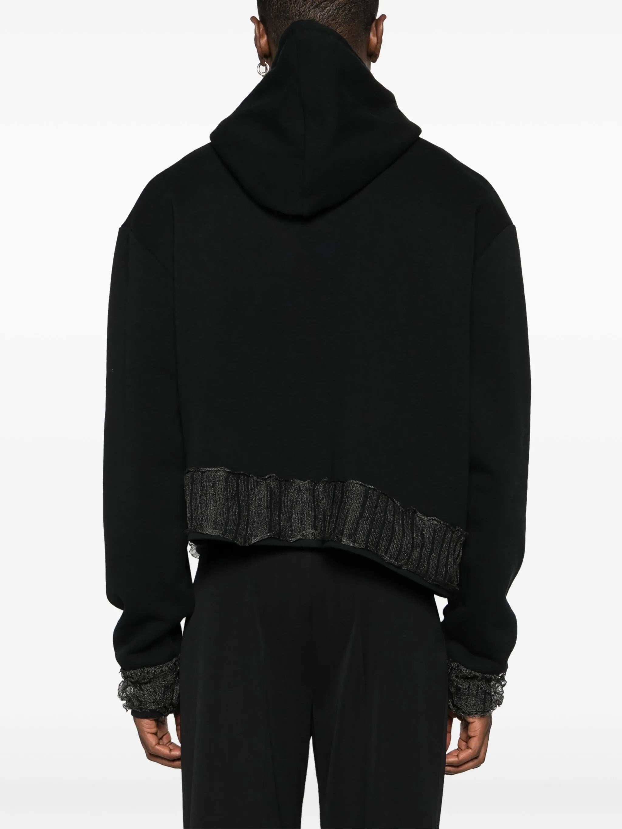 logo-embroidered deconstructed hoodie