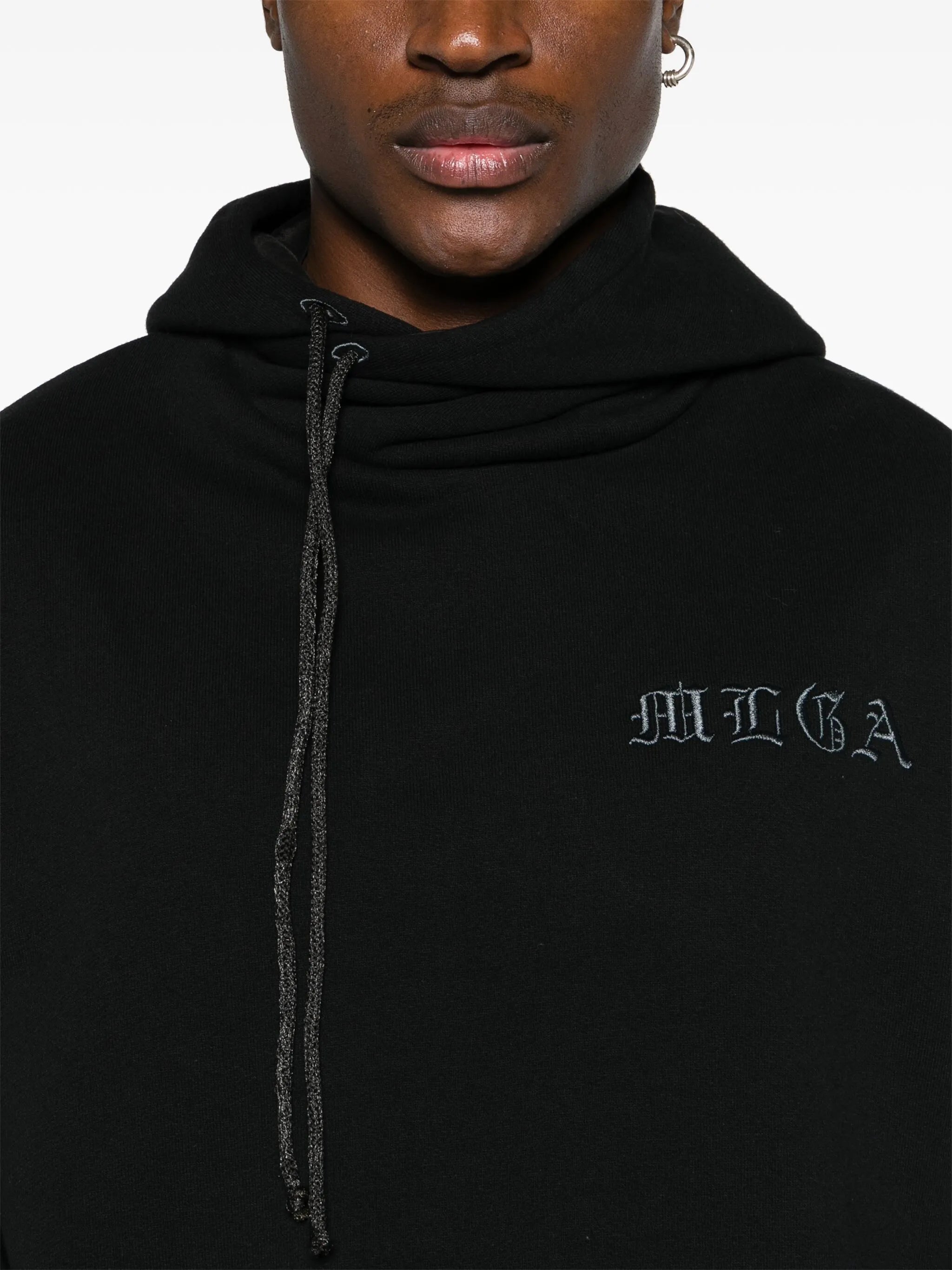 logo-embroidered deconstructed hoodie