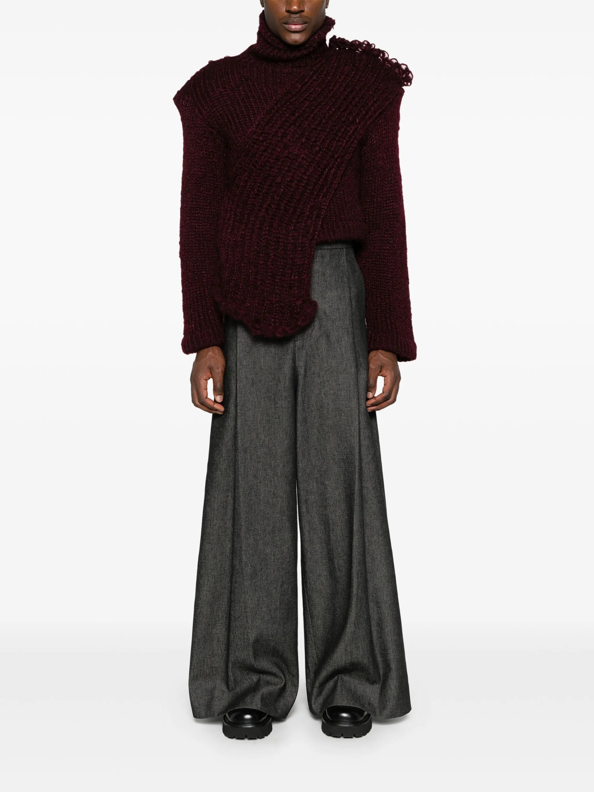 high-neck chunky-knit jumper