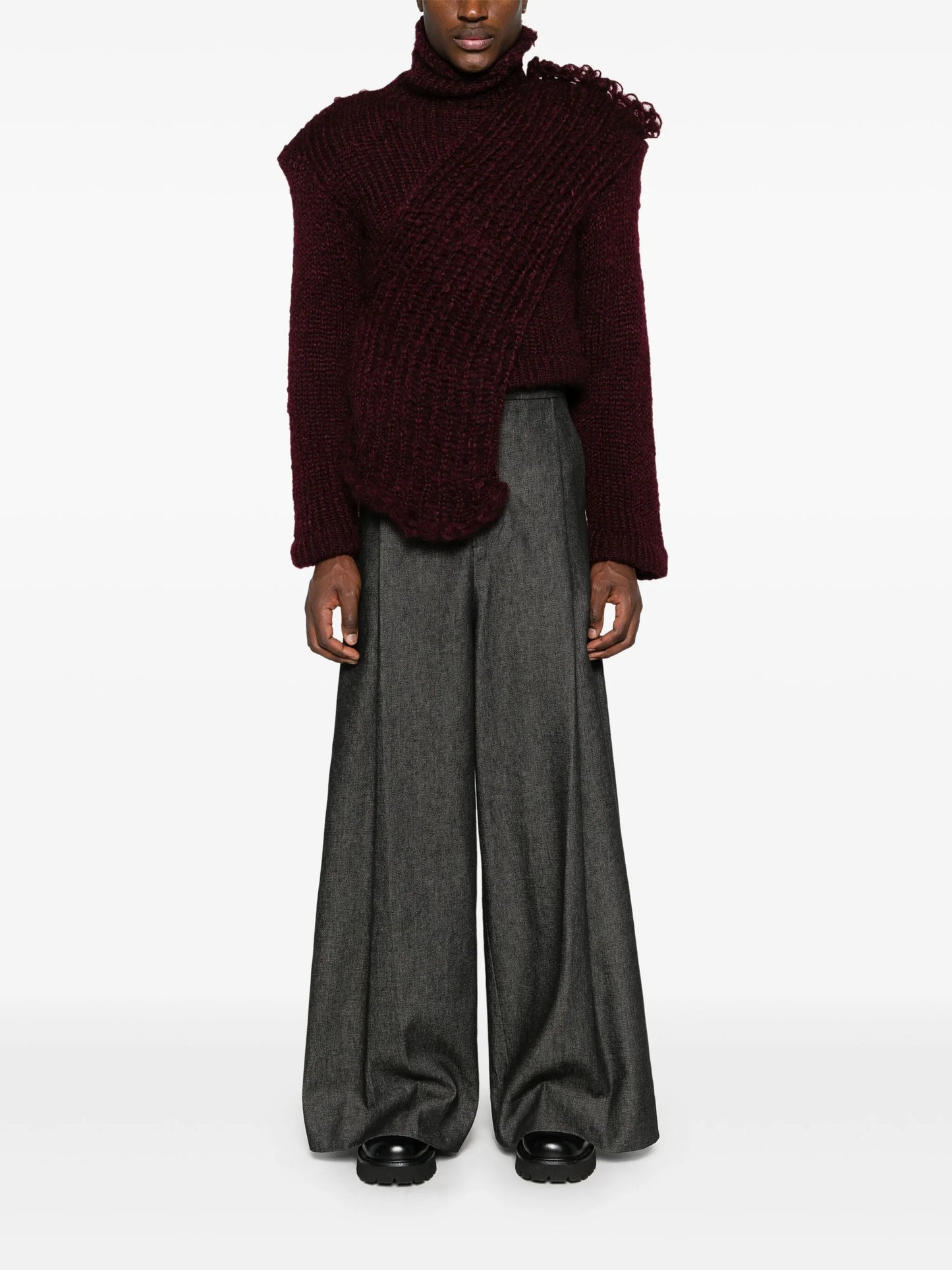 high-neck chunky-knit jumper