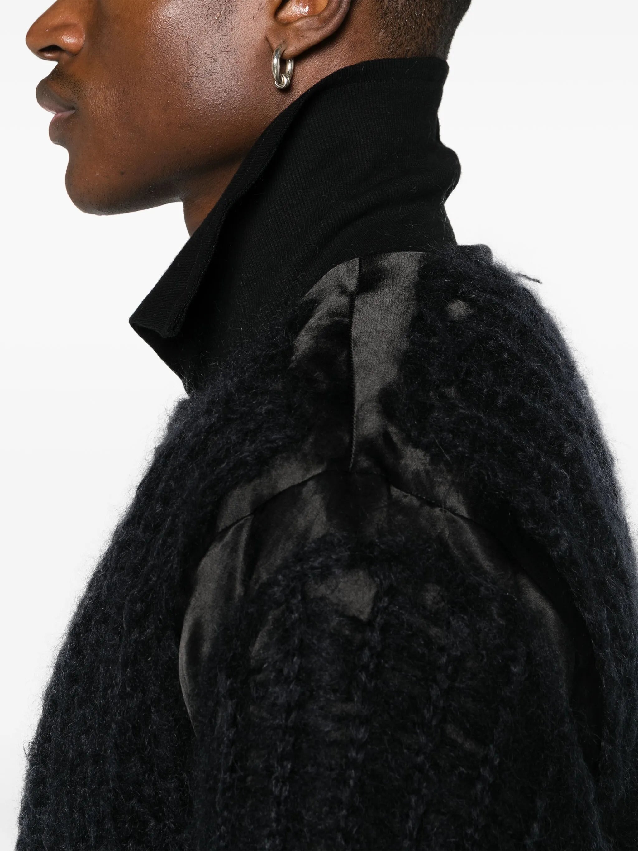 chunky-knit bomber jacket