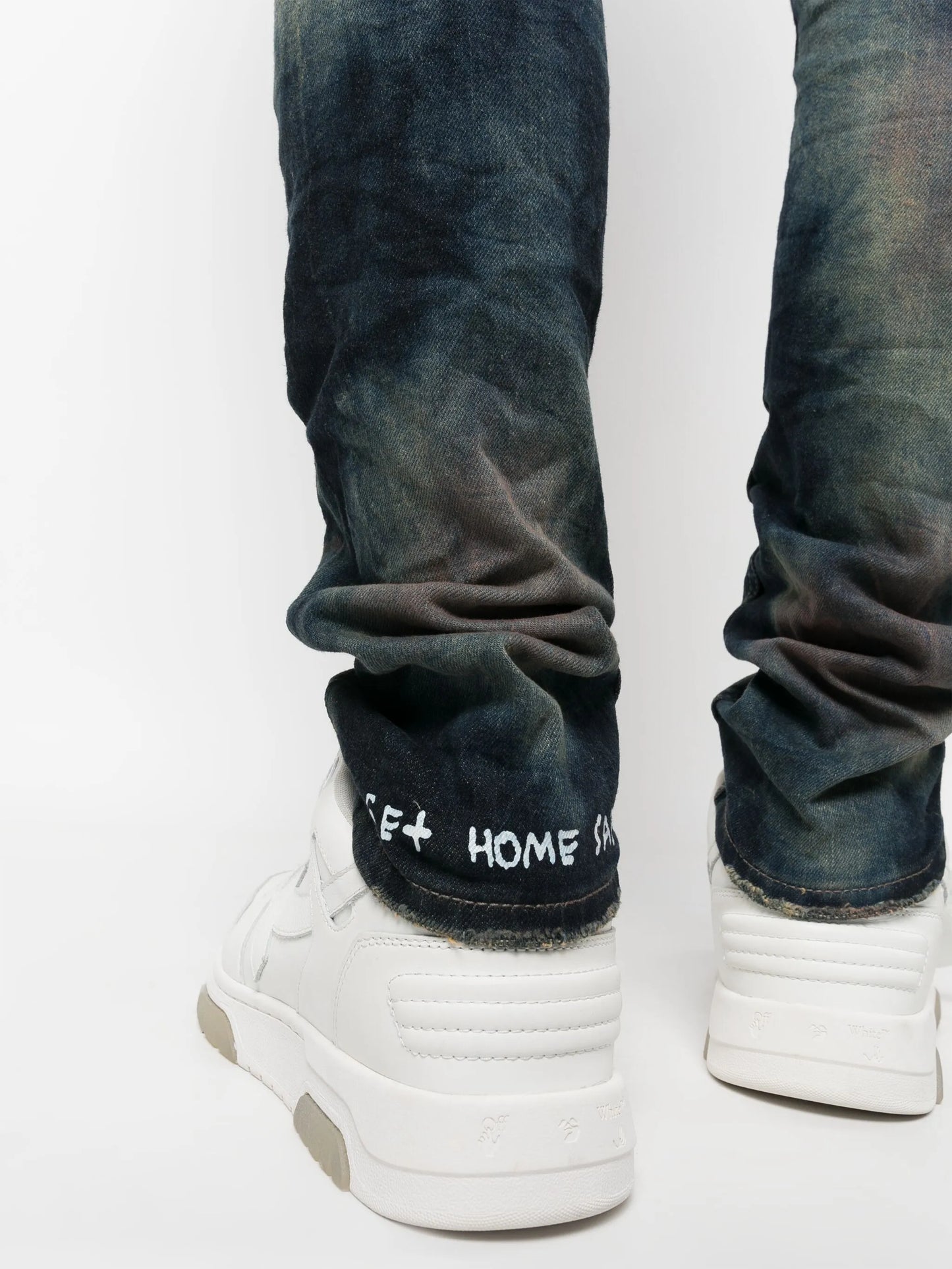 bleached-effect slim-cut jeans