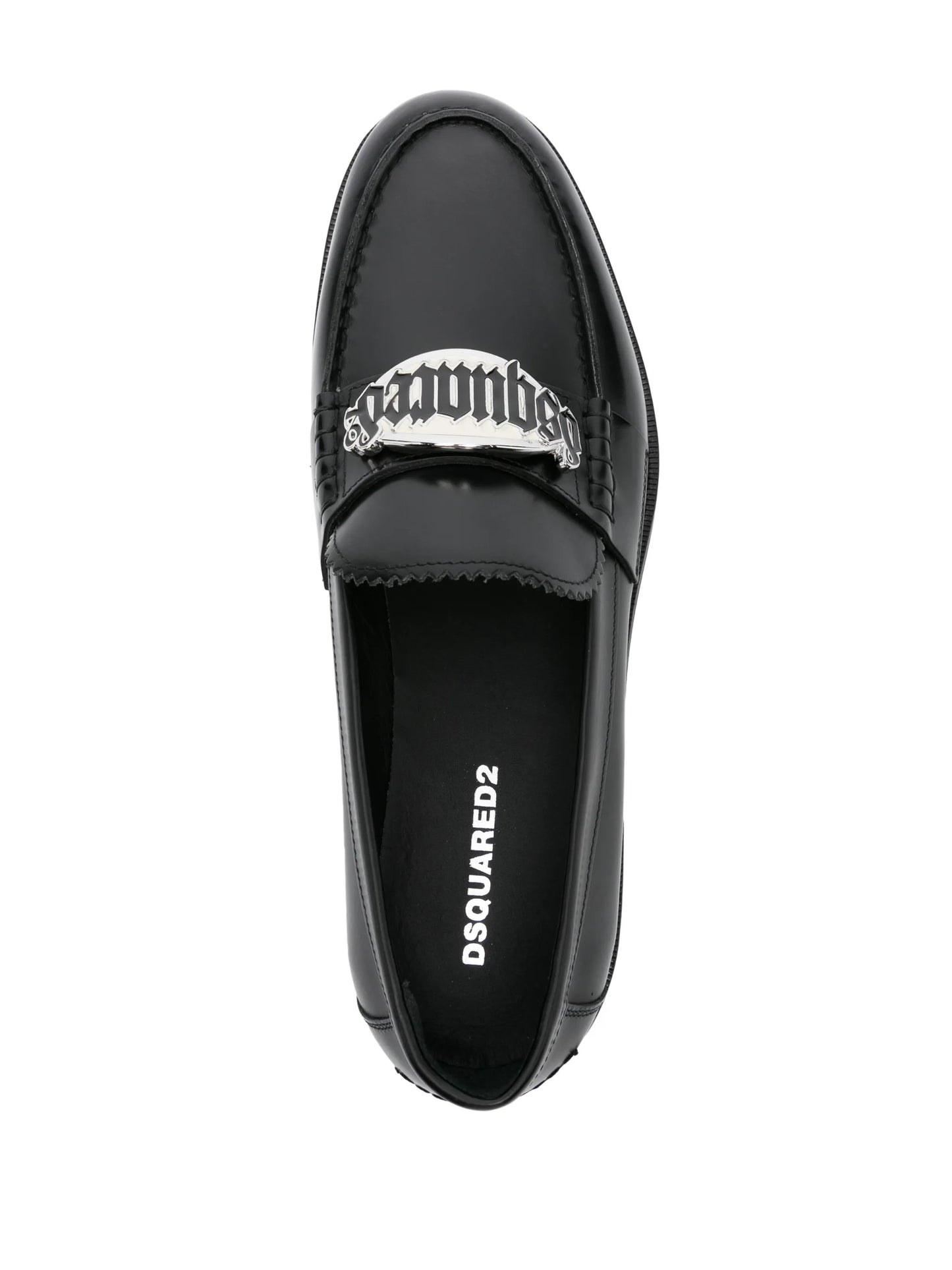 logo-plaque leather loafers