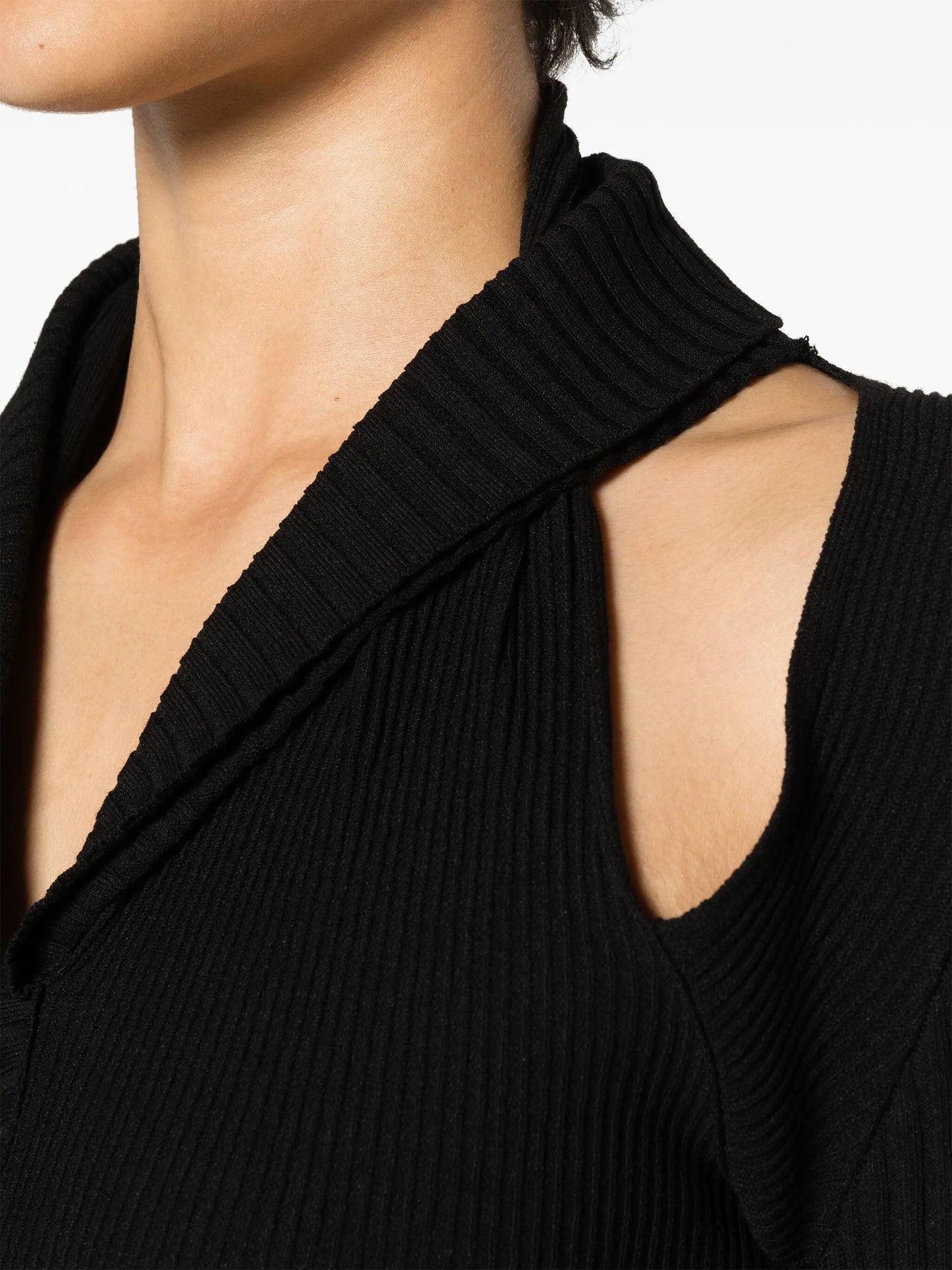 shawl-collar ribbed cardigan