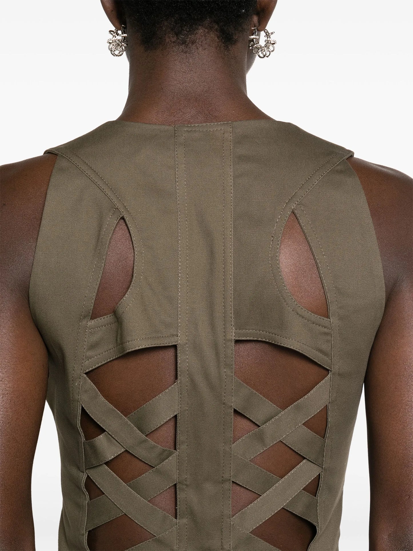 crossover-straps twill gilet