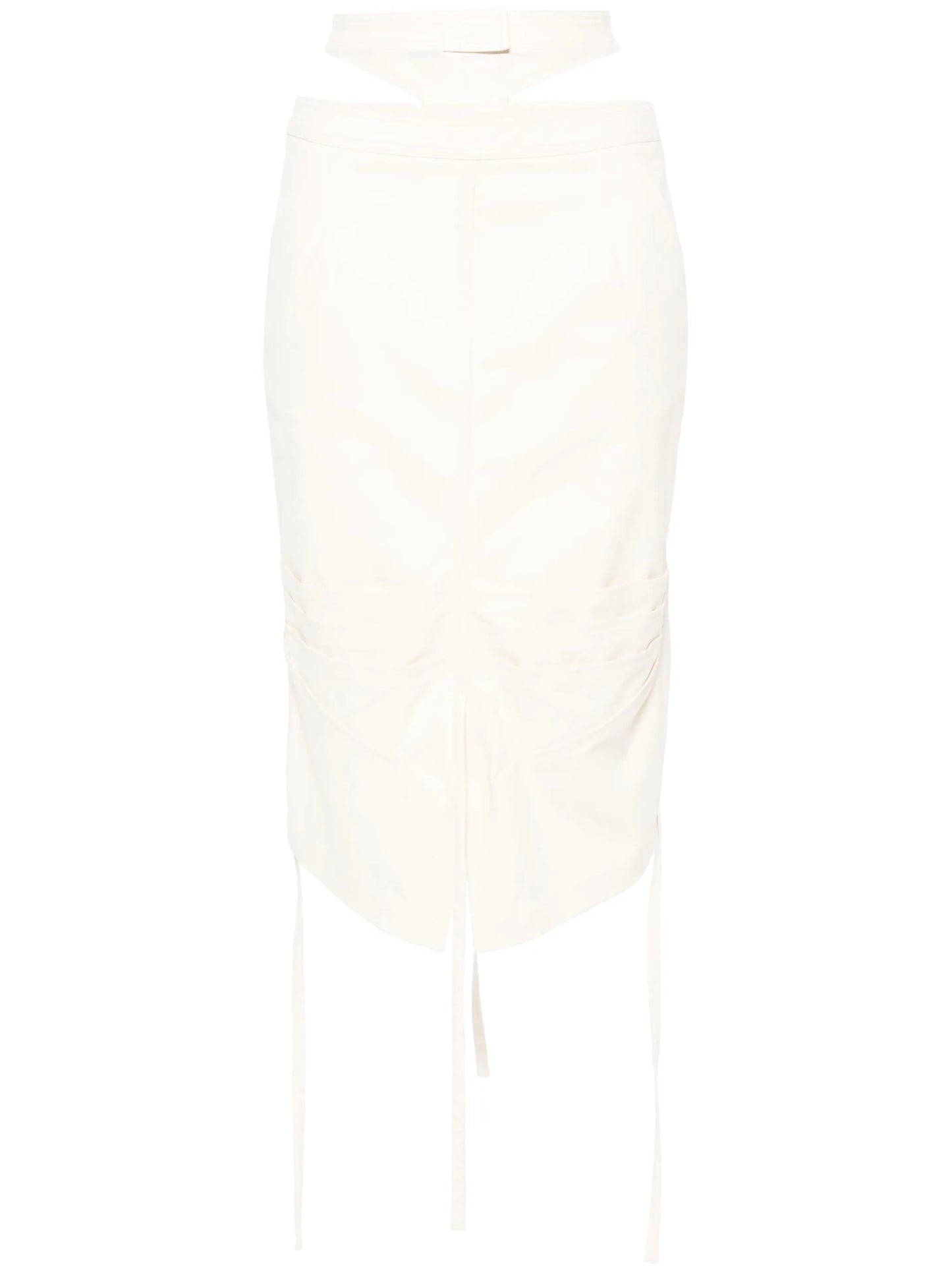 double-belt stretch-cotton midi skirt