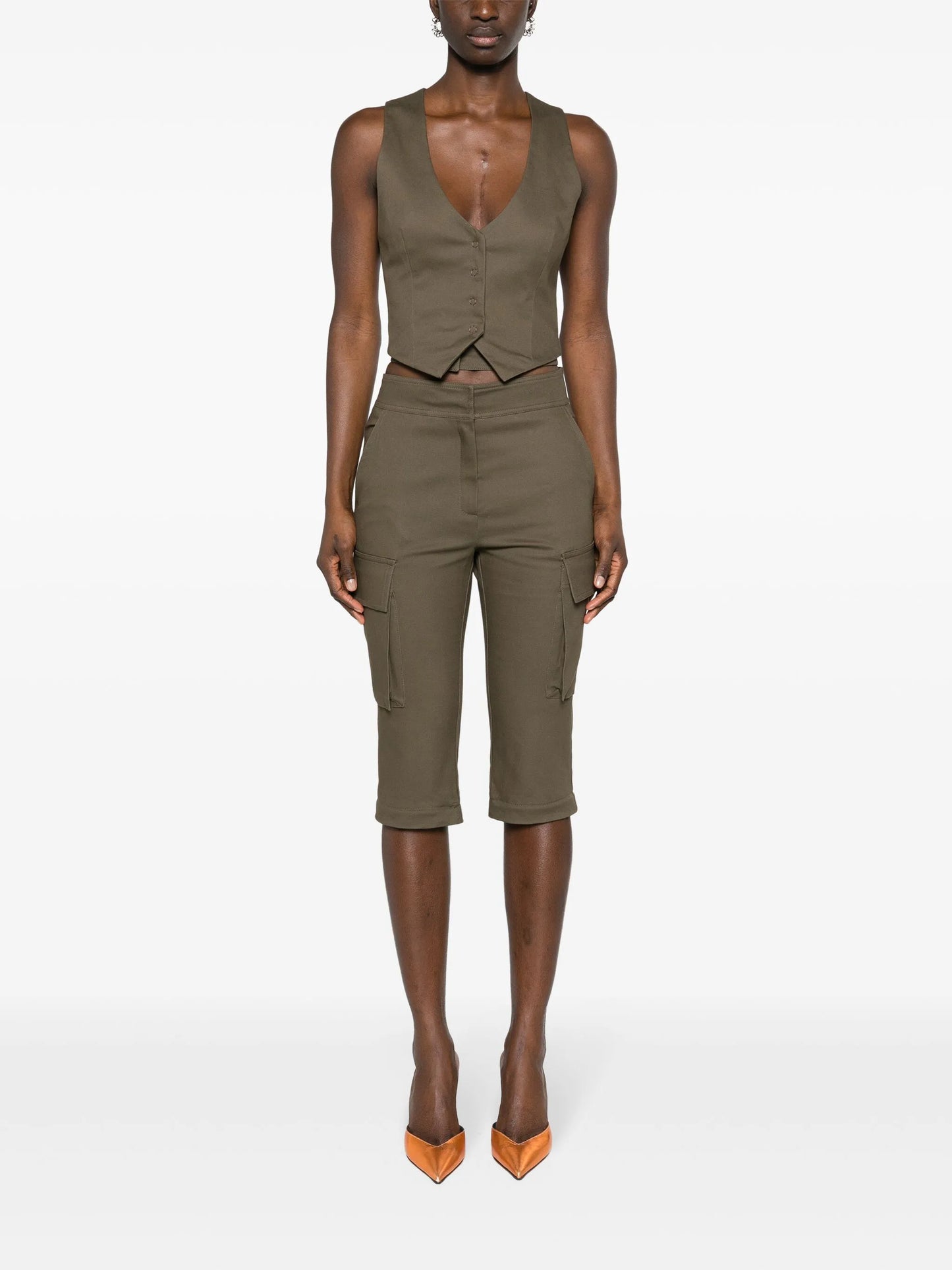 double-belt flared trousers