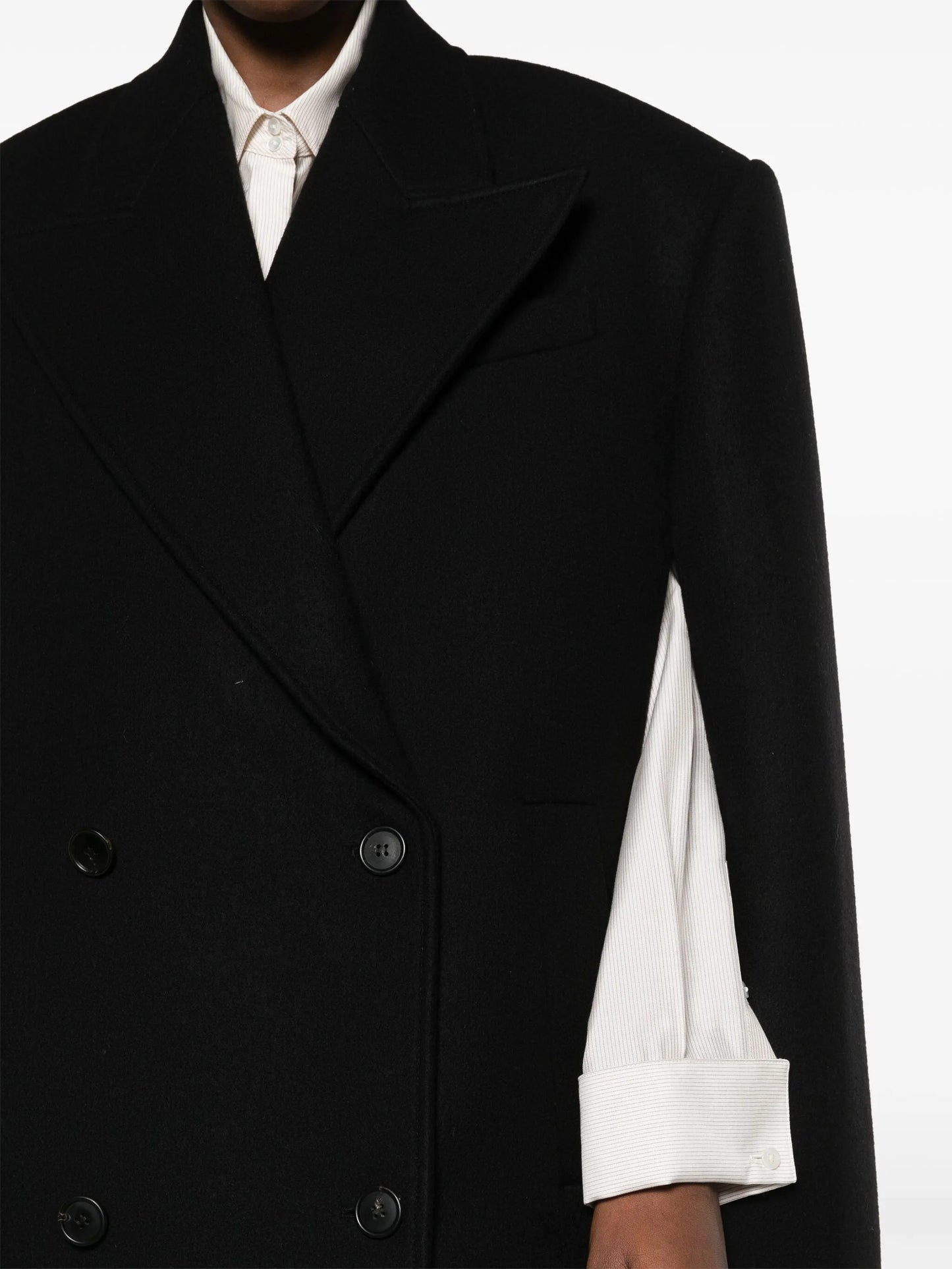 double-breasted wool cape