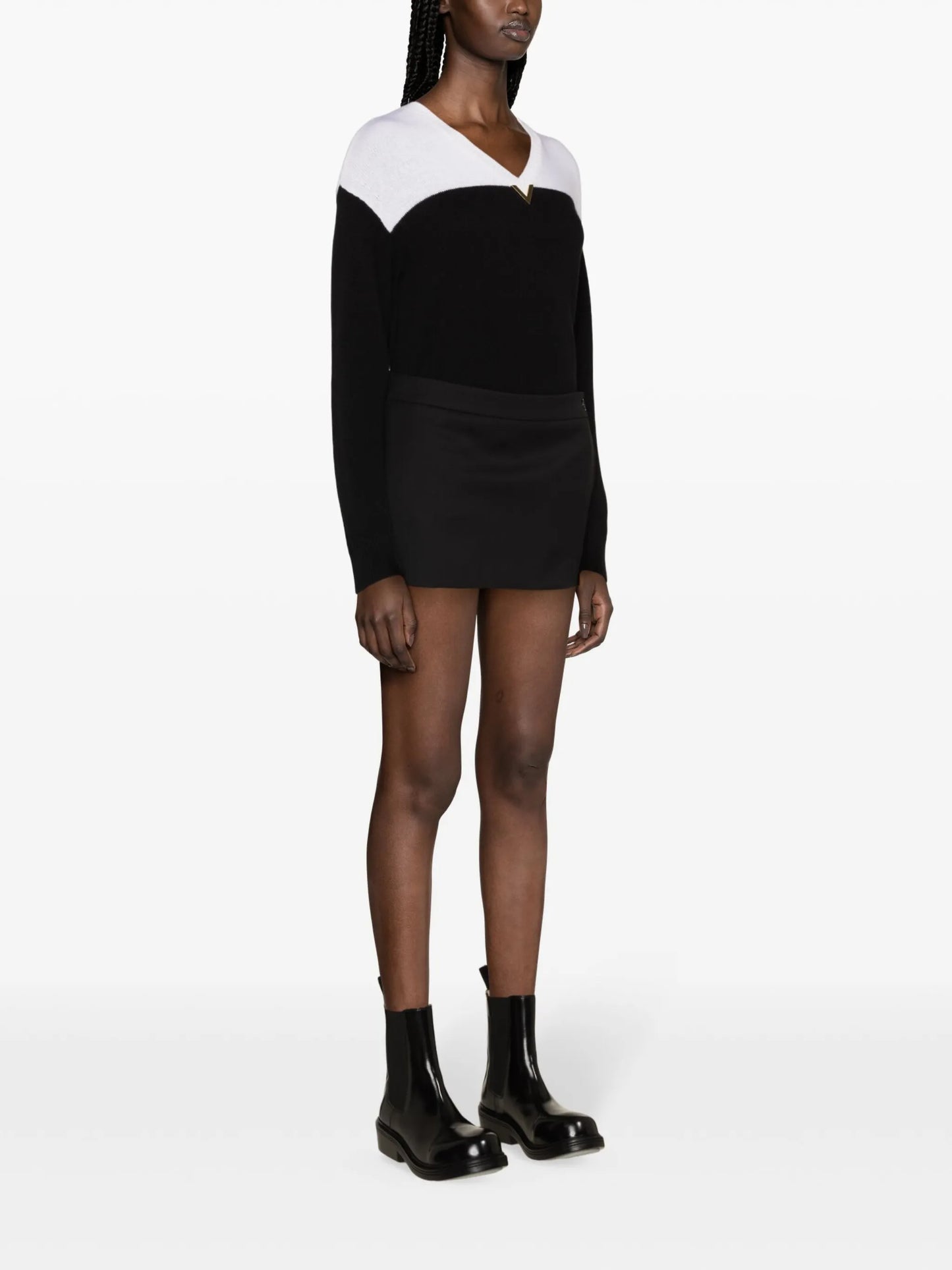 low-rise wool miniskirt