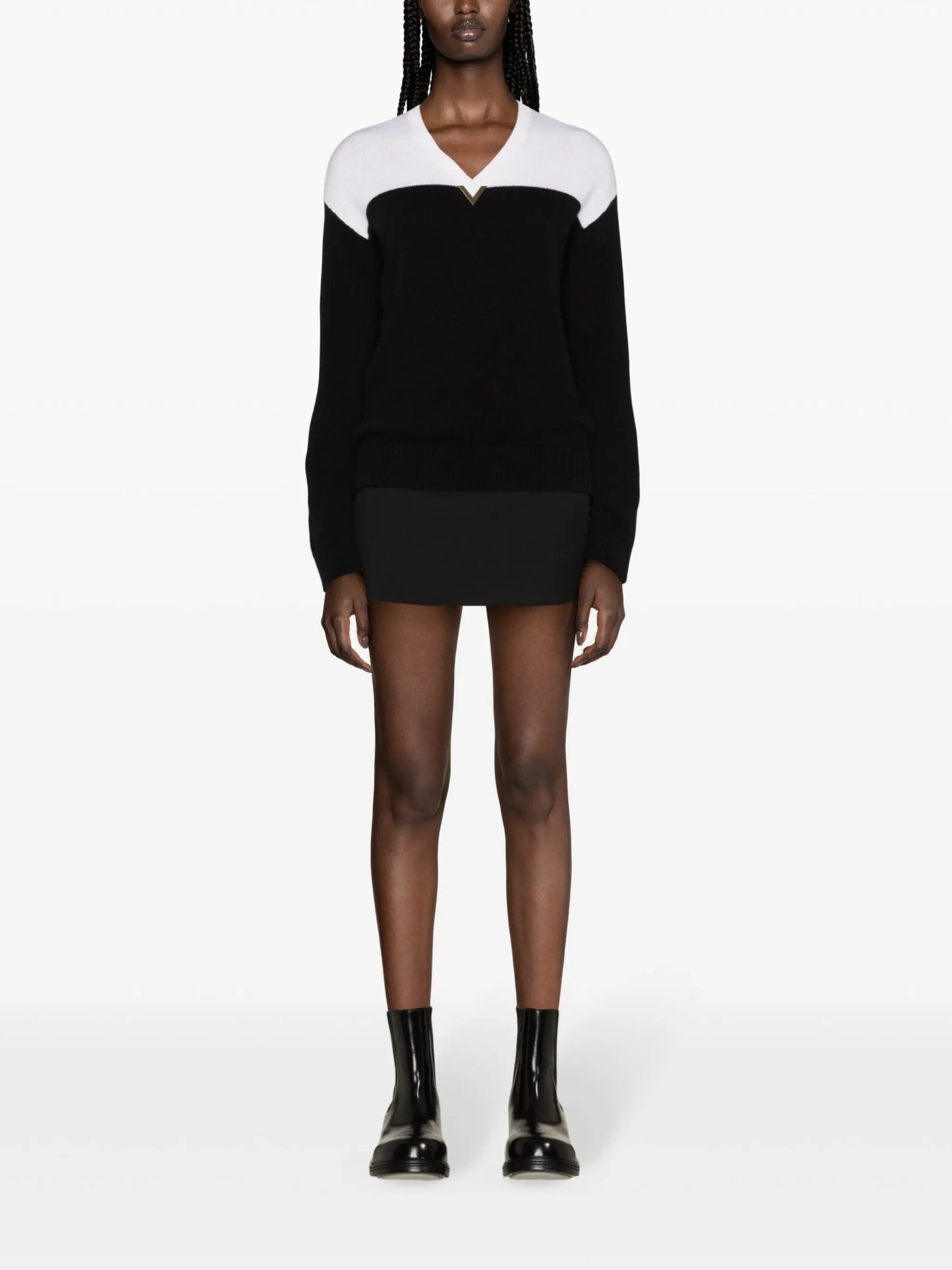 low-rise wool miniskirt