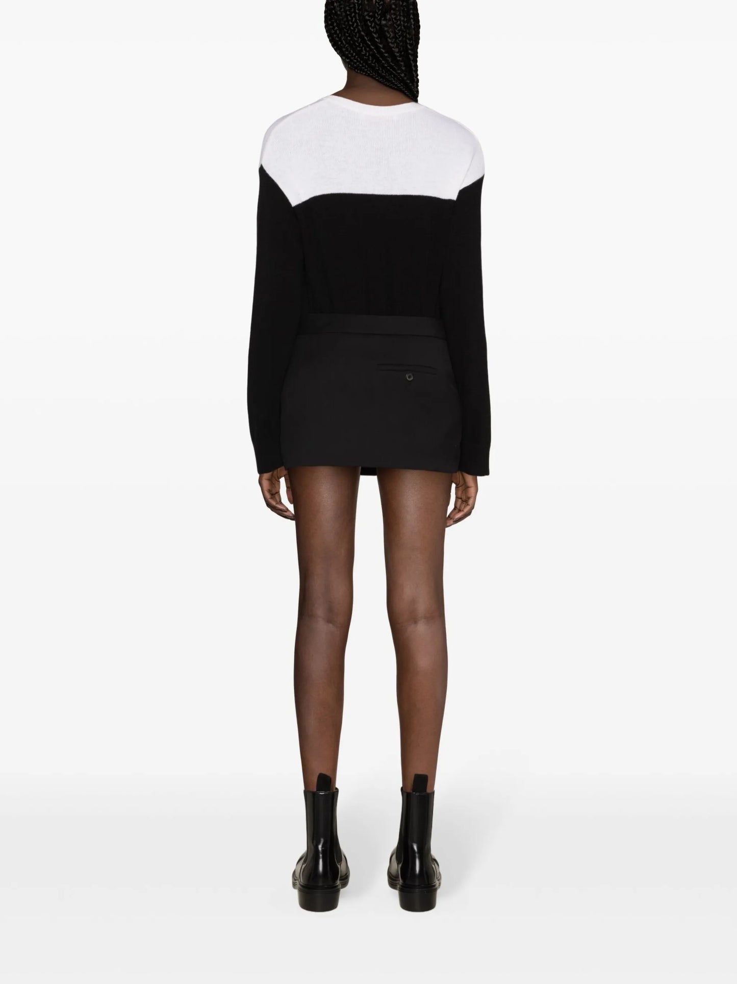 low-rise wool miniskirt