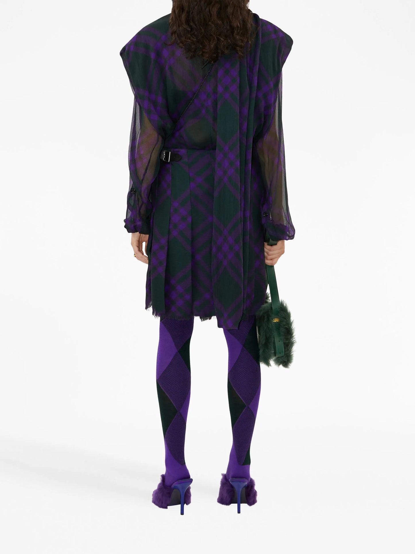 check-pattern frayed kilt