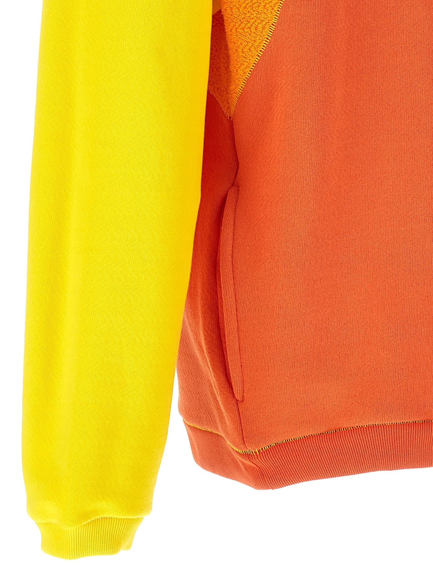 gradient-effect panelled cotton hoodie