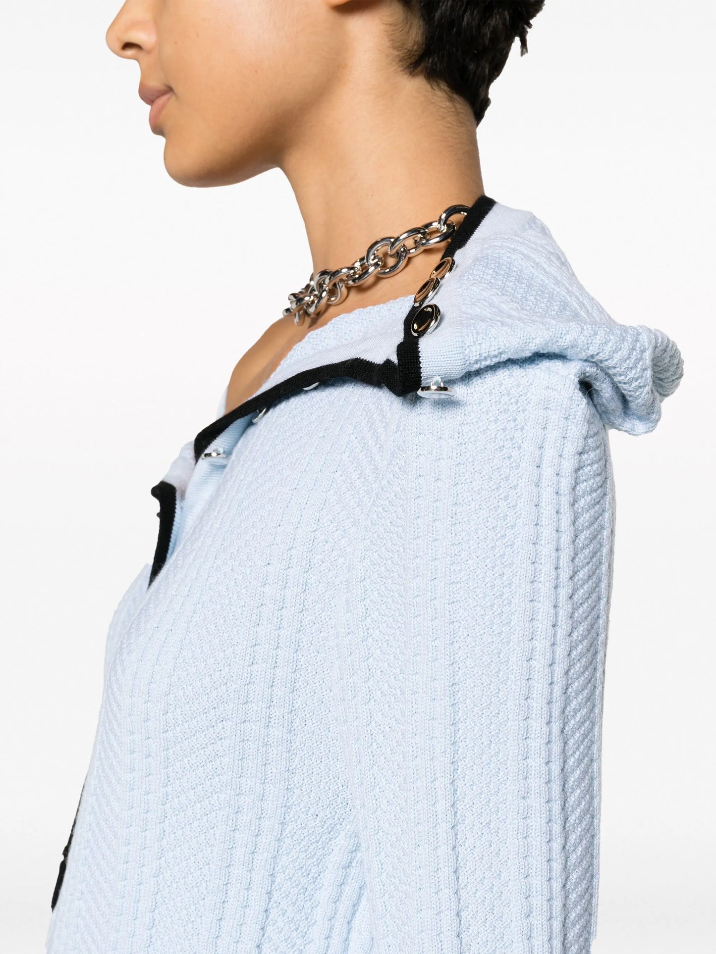 ruffle-collar merino wool minidress