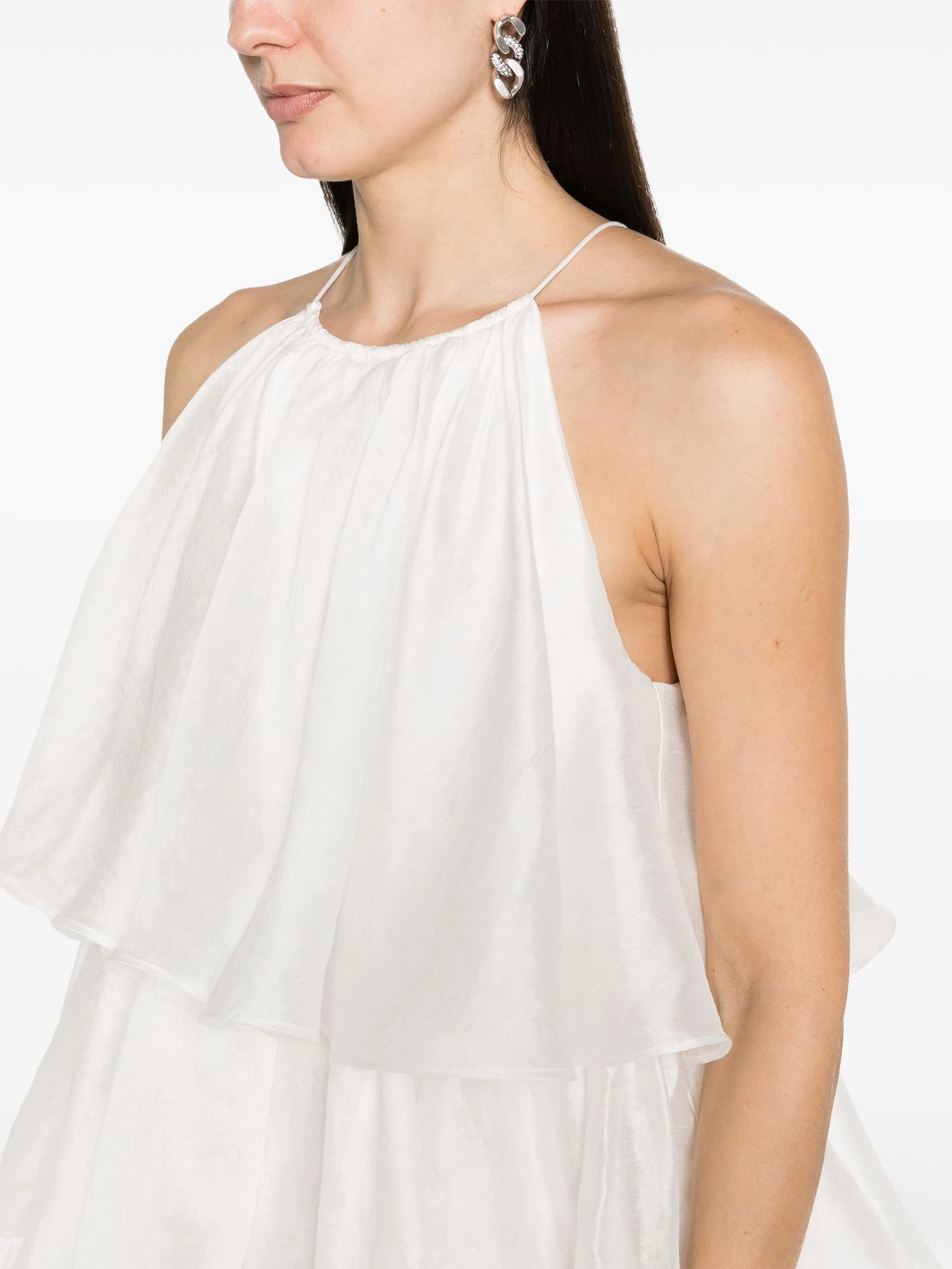 halterneck tiered minidress