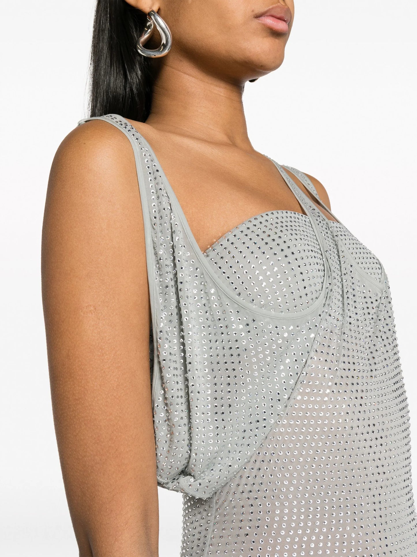crystal-embellished semi-sheer dress