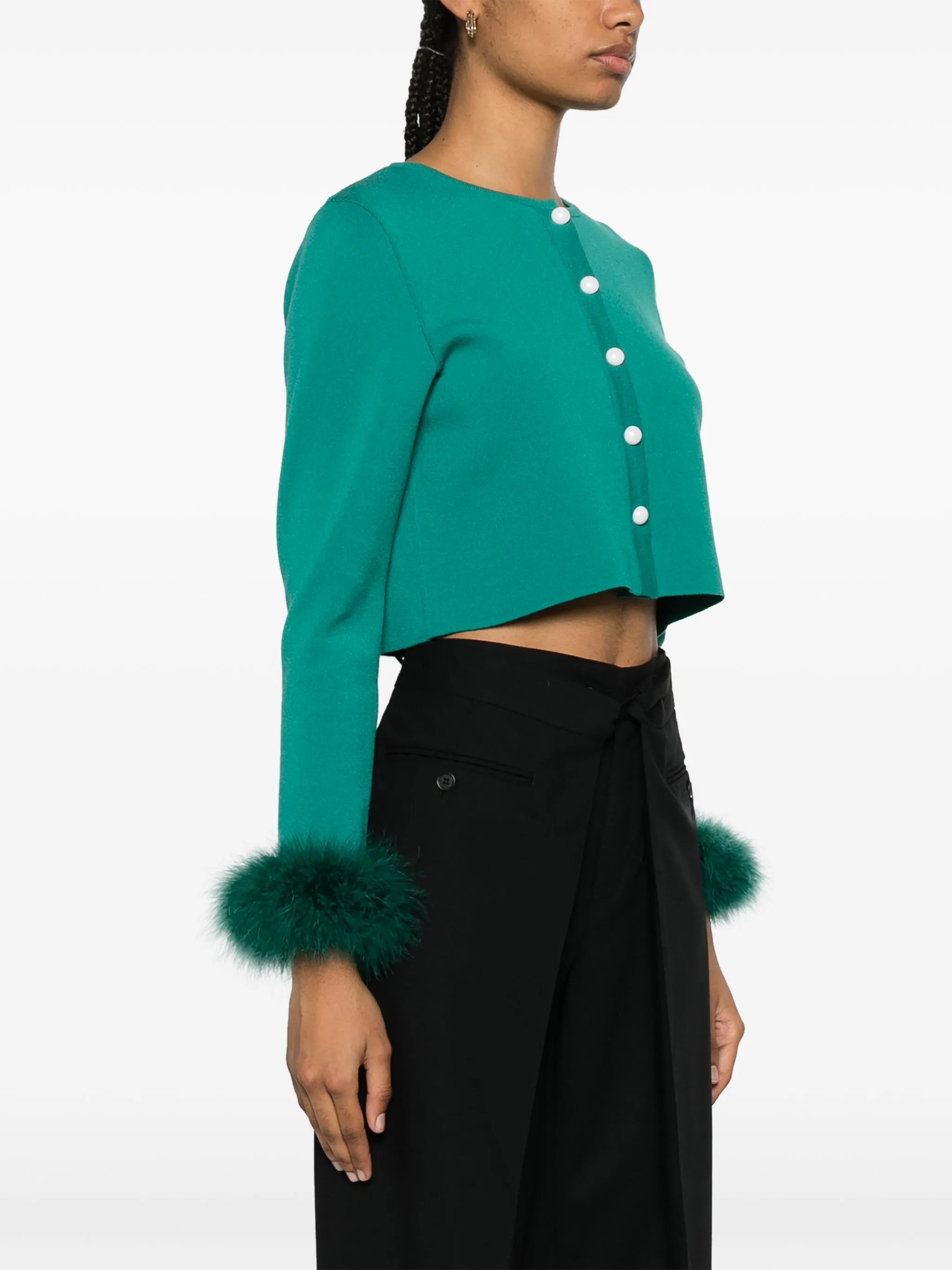 Sleeper feather-cuffs cardigan