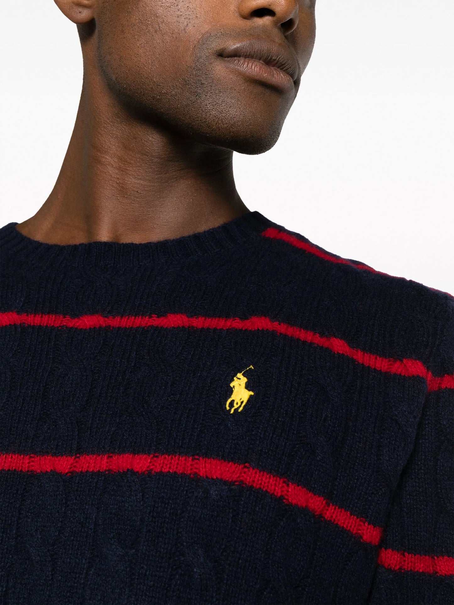 Polo Pony striped cable-knit jumper