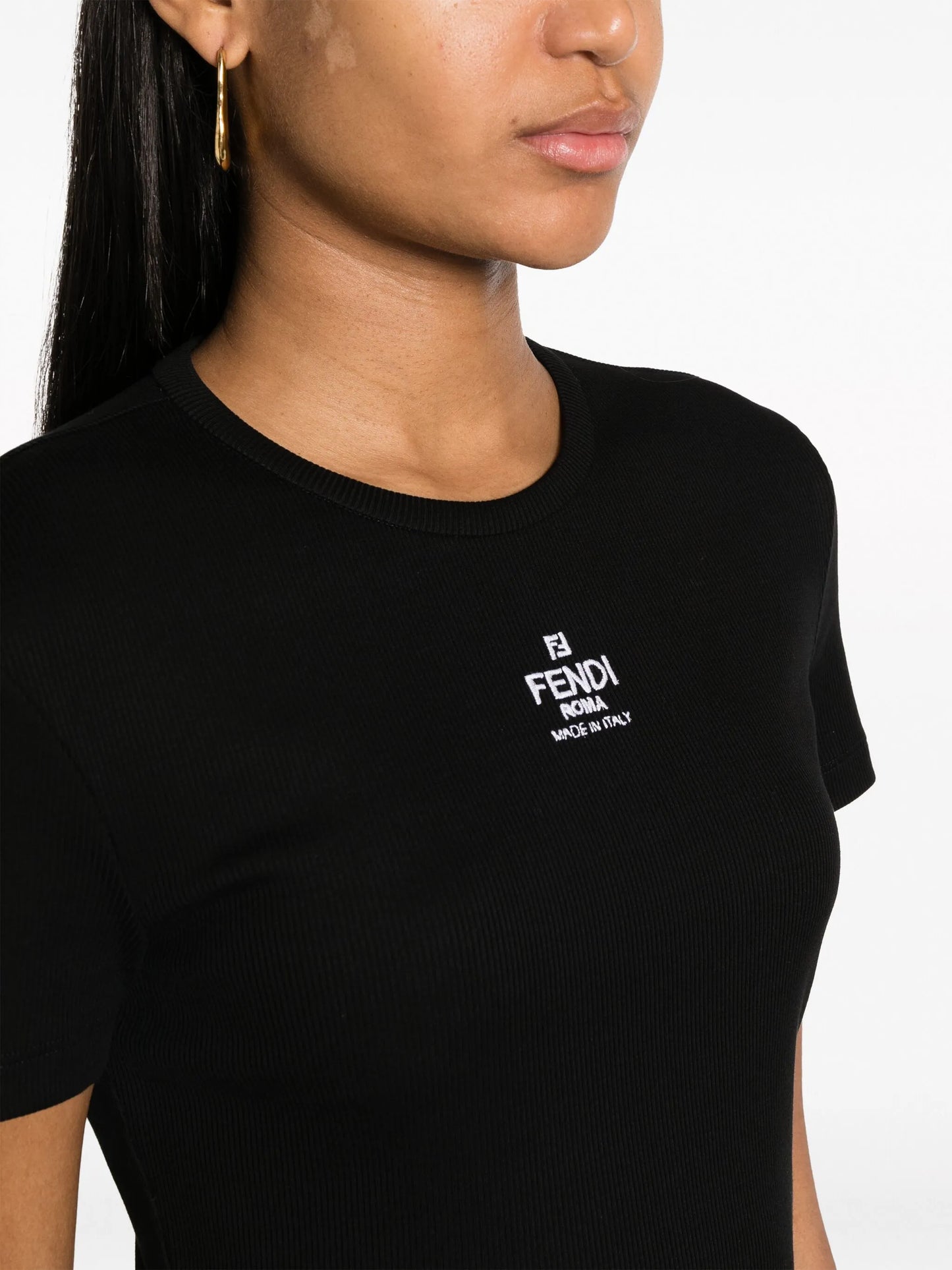 logo-embroidered cropped cotton-blend T-shirt