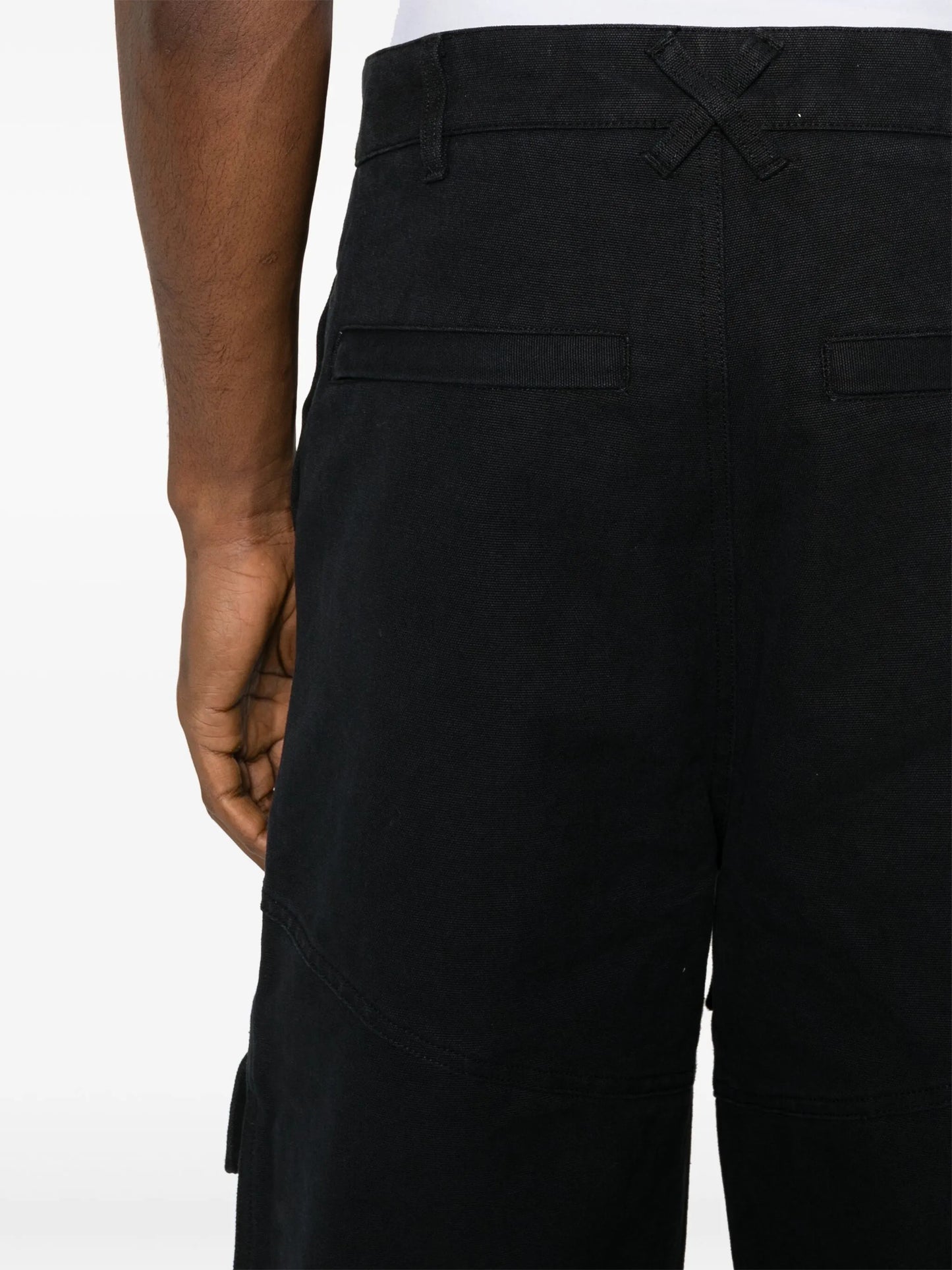 Hard wide-leg cotton cargo trousers
