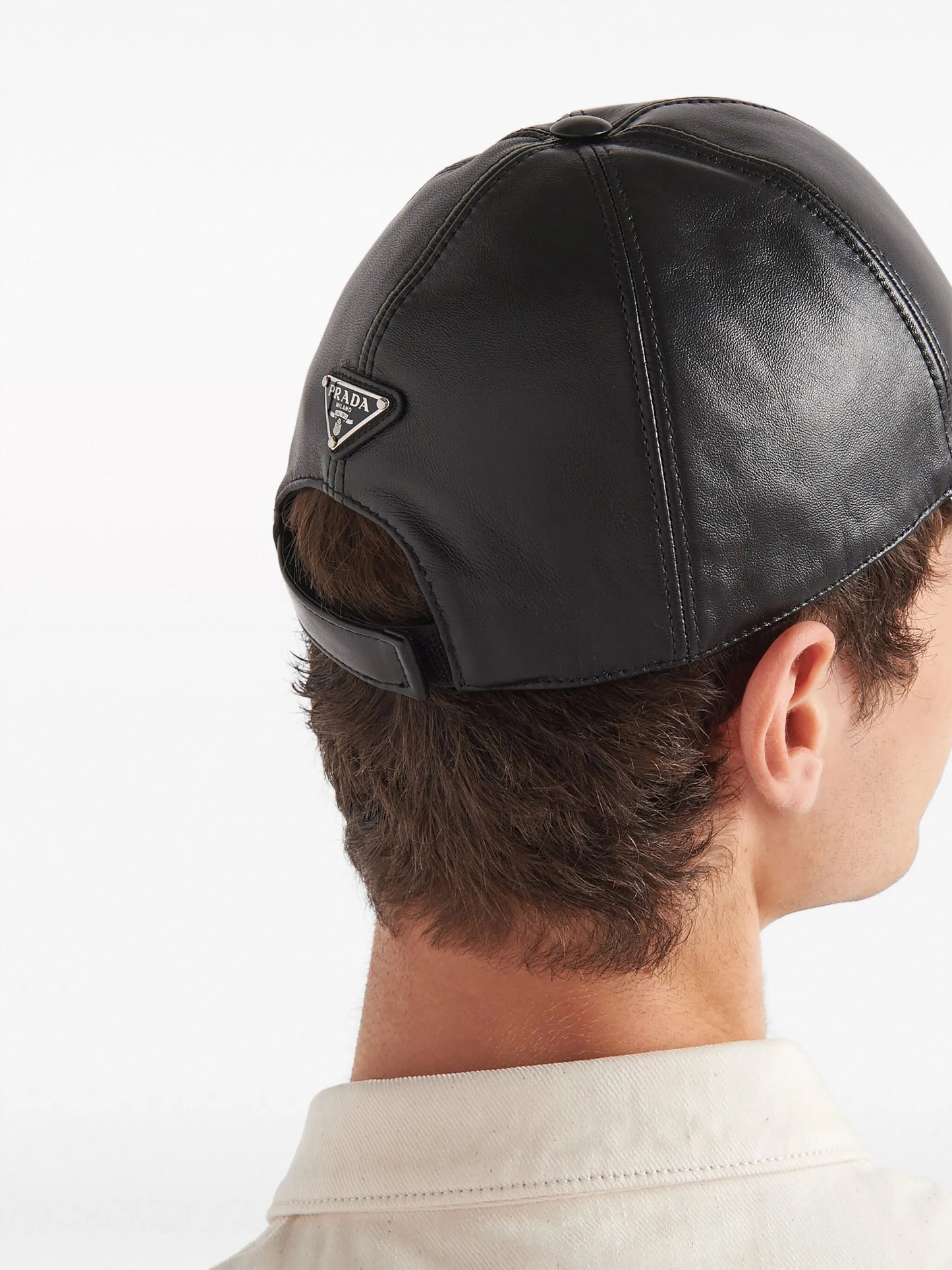 triangle-logo leather baseball cap