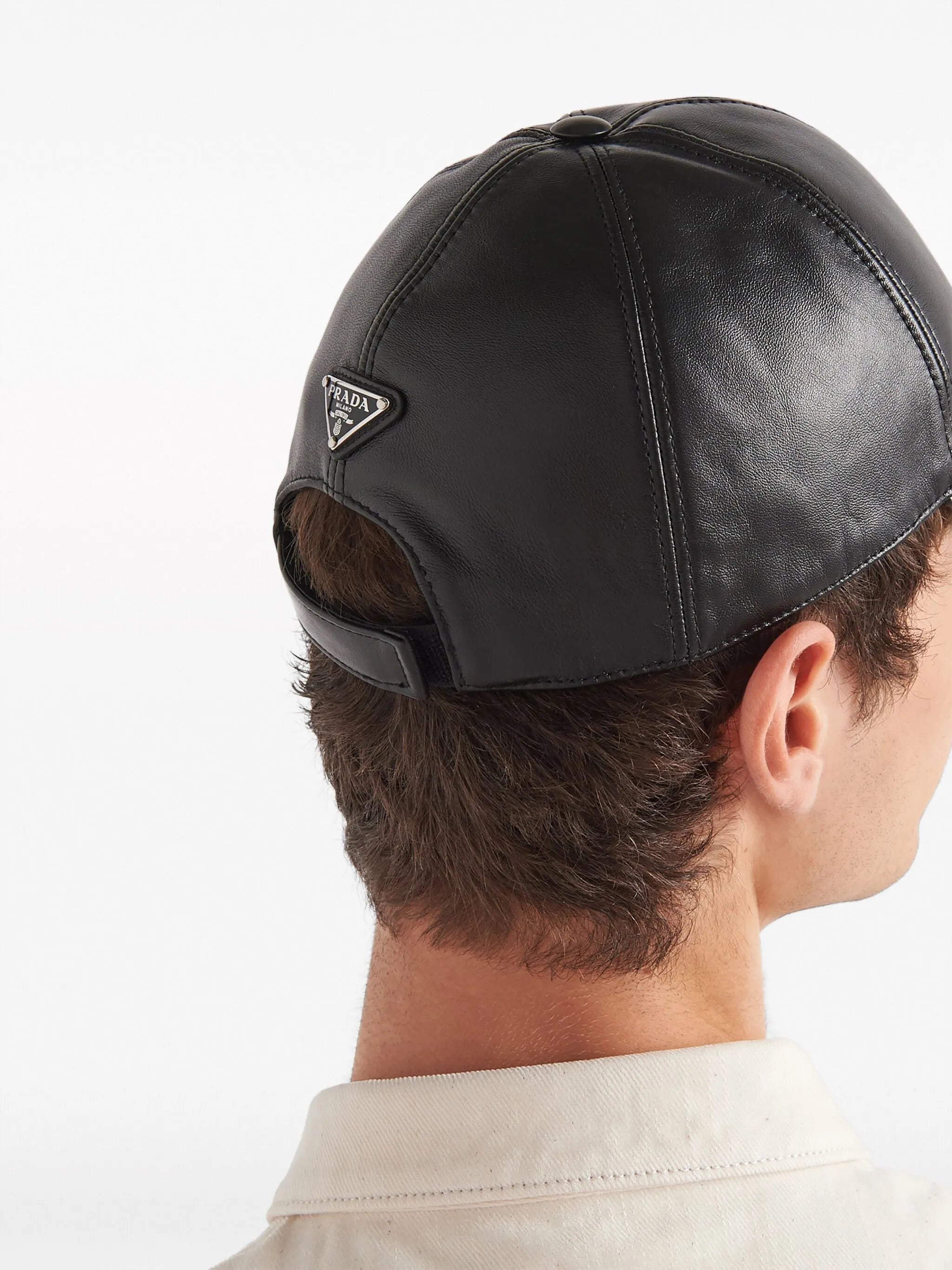 triangle-logo leather baseball cap