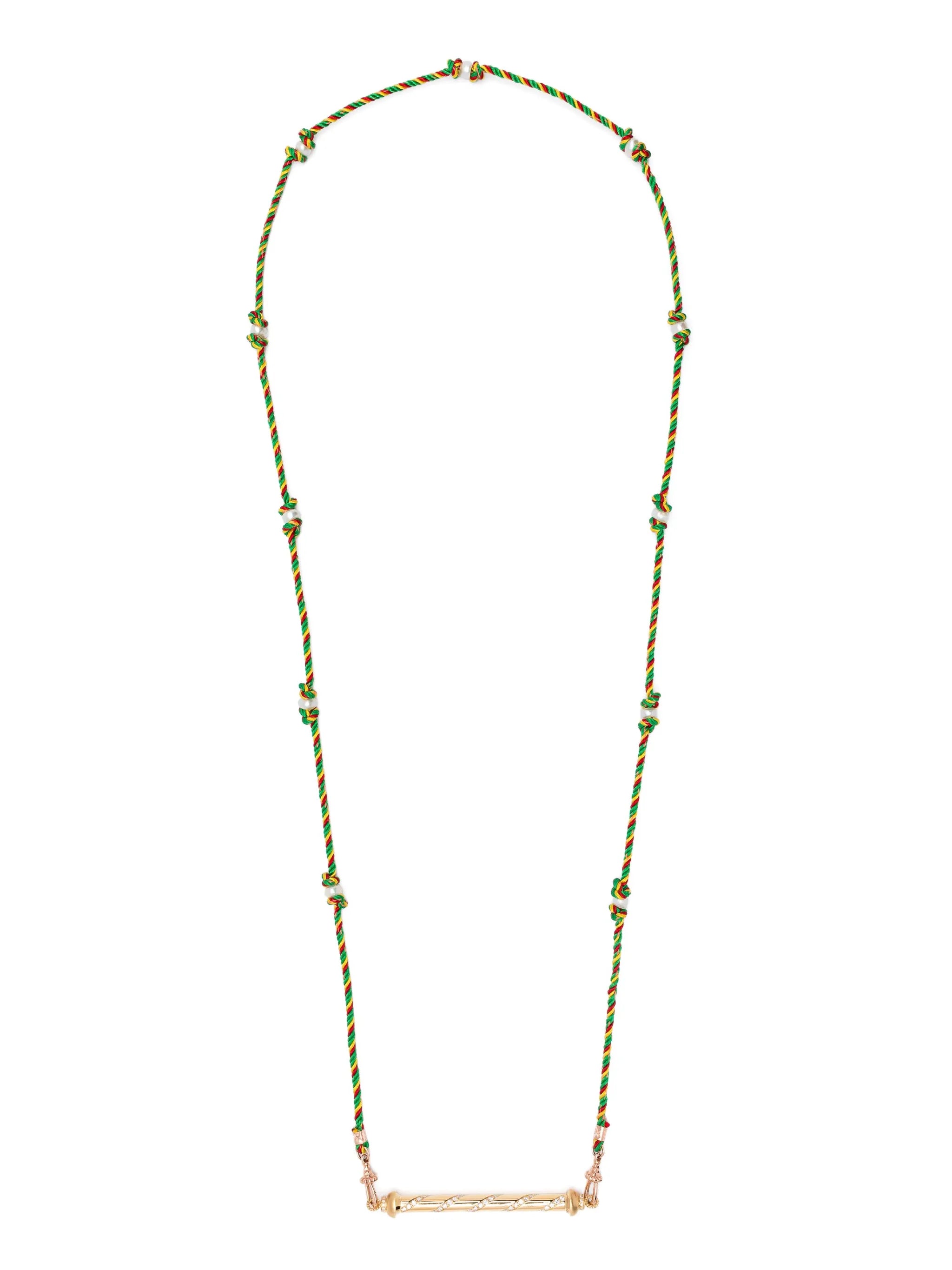 18kt yellow gold Candy Cane diamond necklace