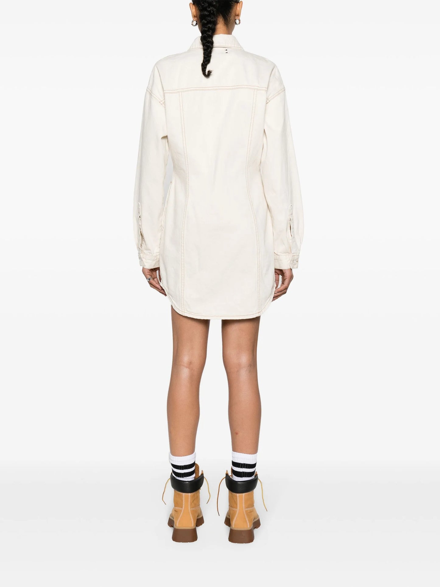 Script denim shirtdress