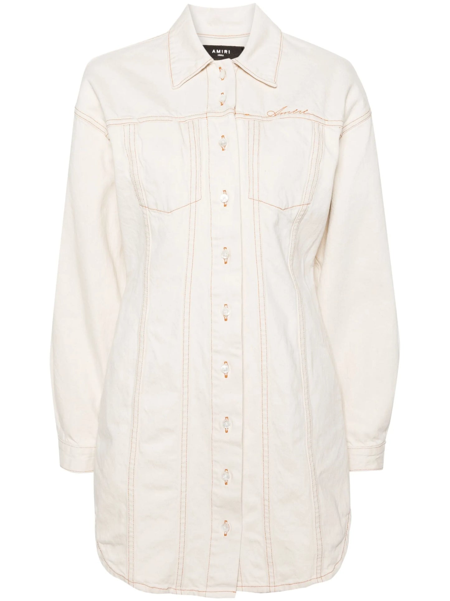 Script denim shirtdress