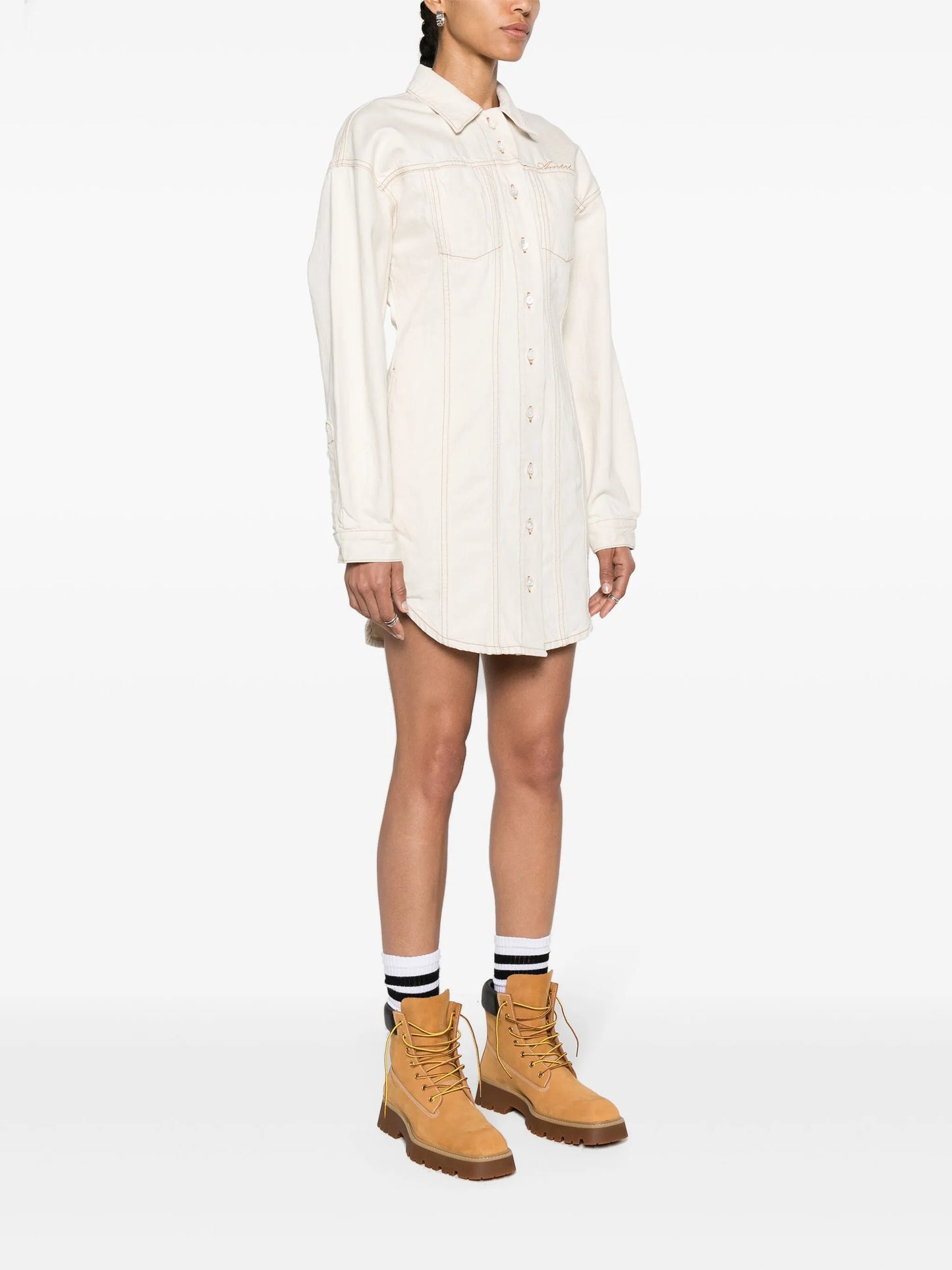 Script denim shirtdress