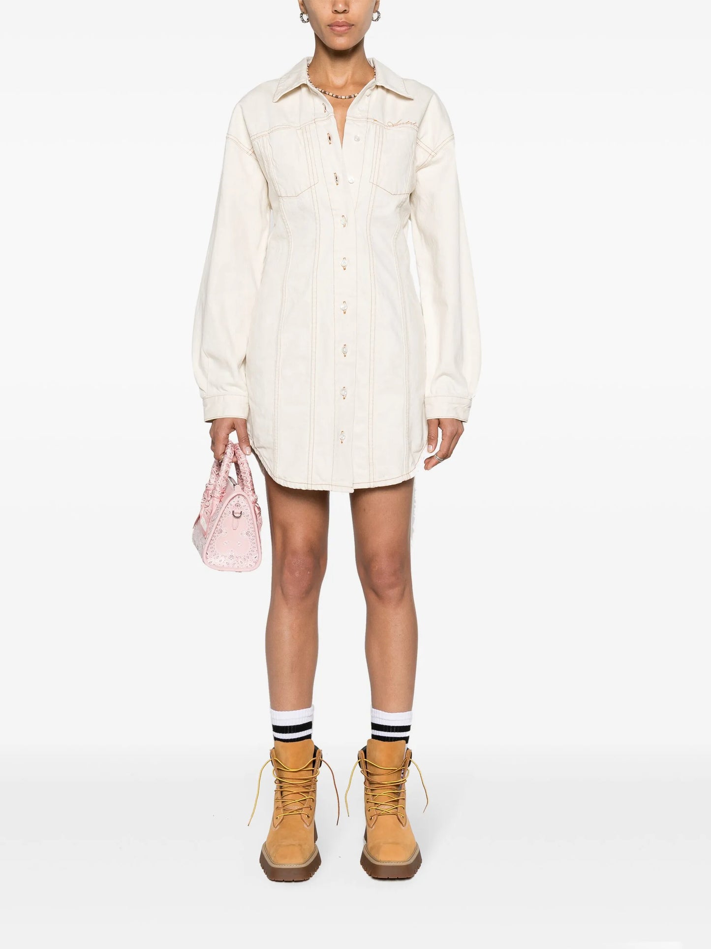 Script denim shirtdress