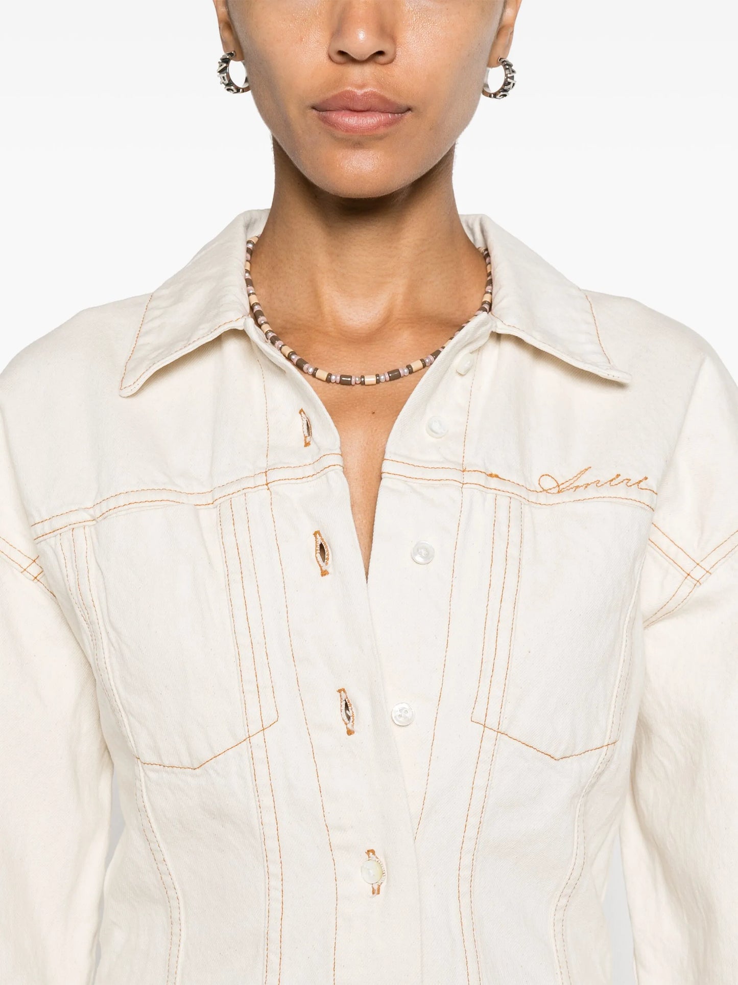 Script denim shirtdress