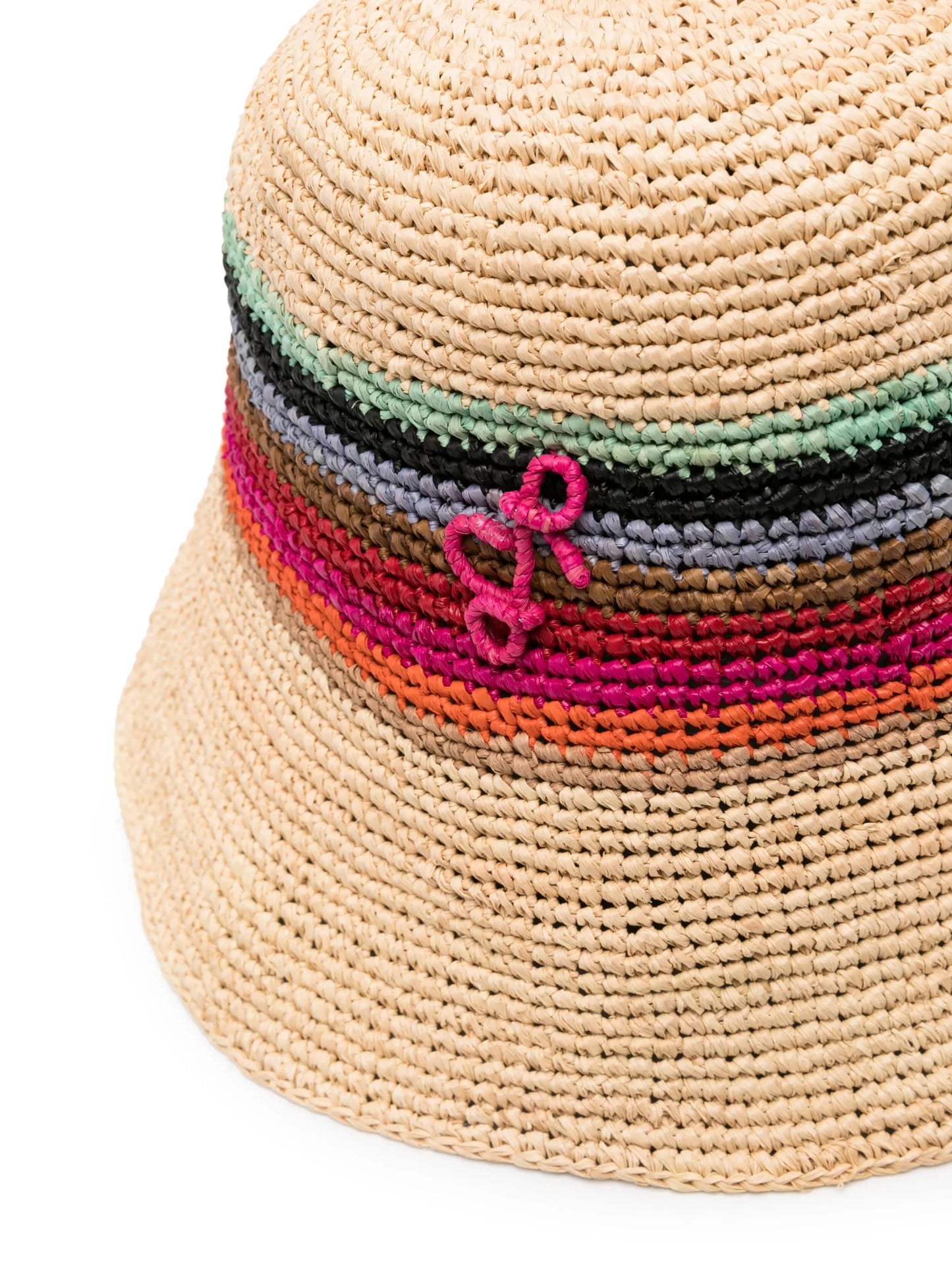 striped straw bucket hat