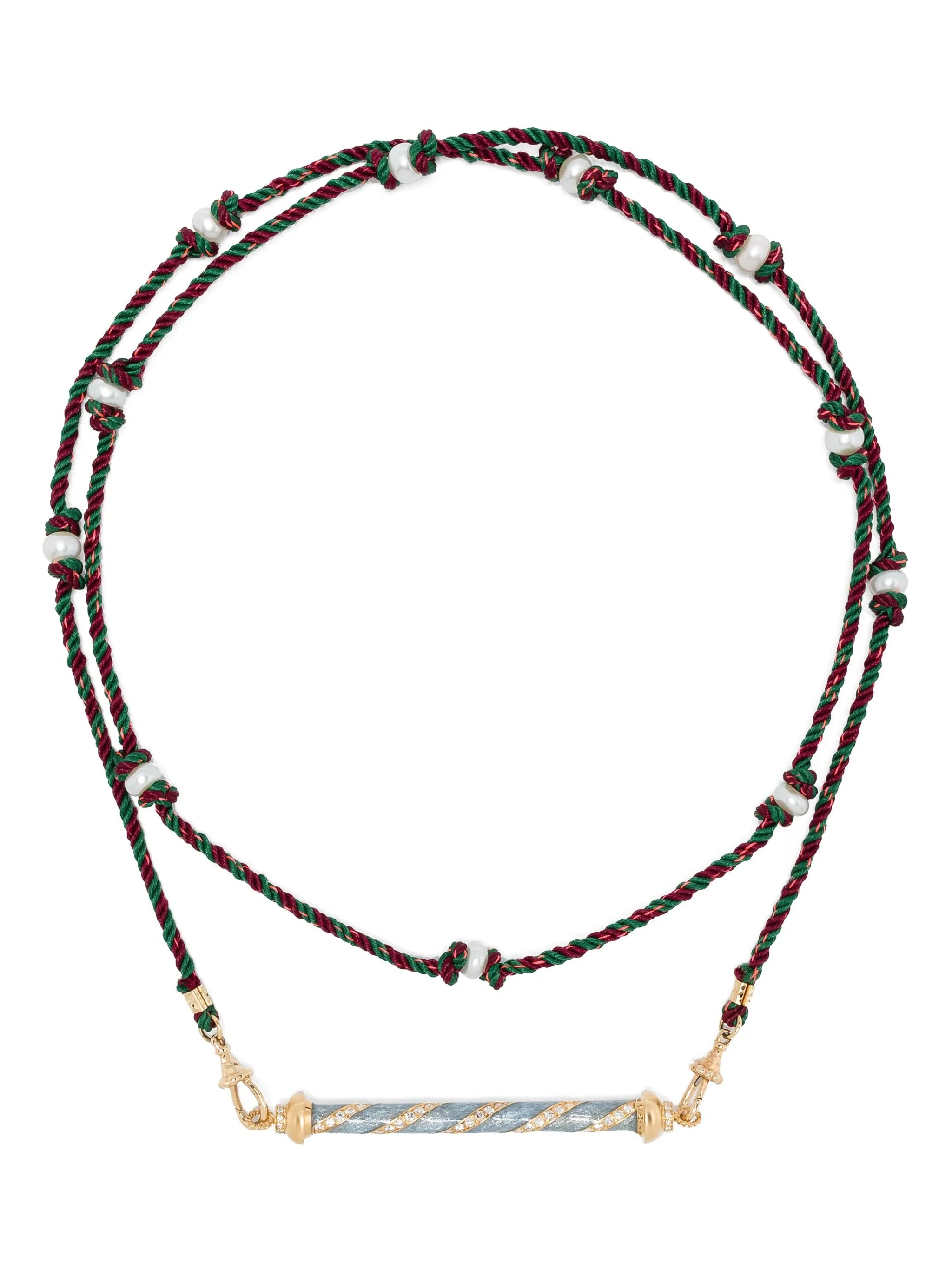 18kt yellow gold Candy Cane diamond necklace