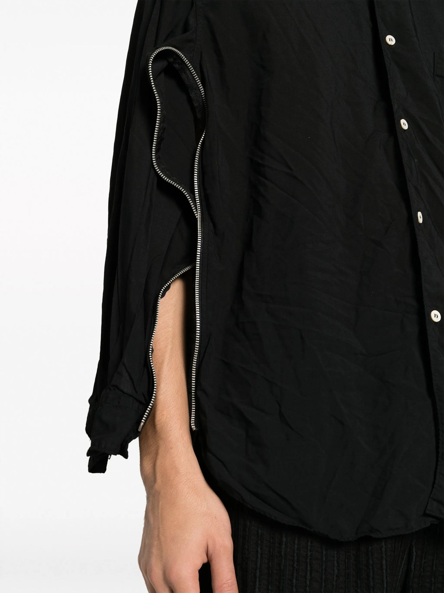 zip-embellished long-sleeve shirt