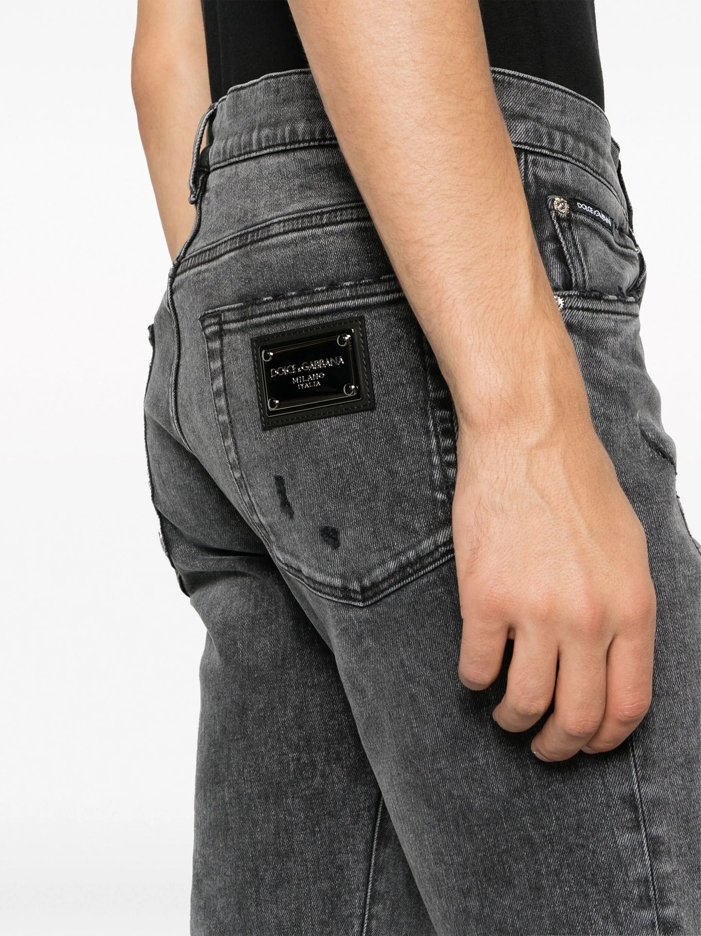 stonewashed slim-fit jeans