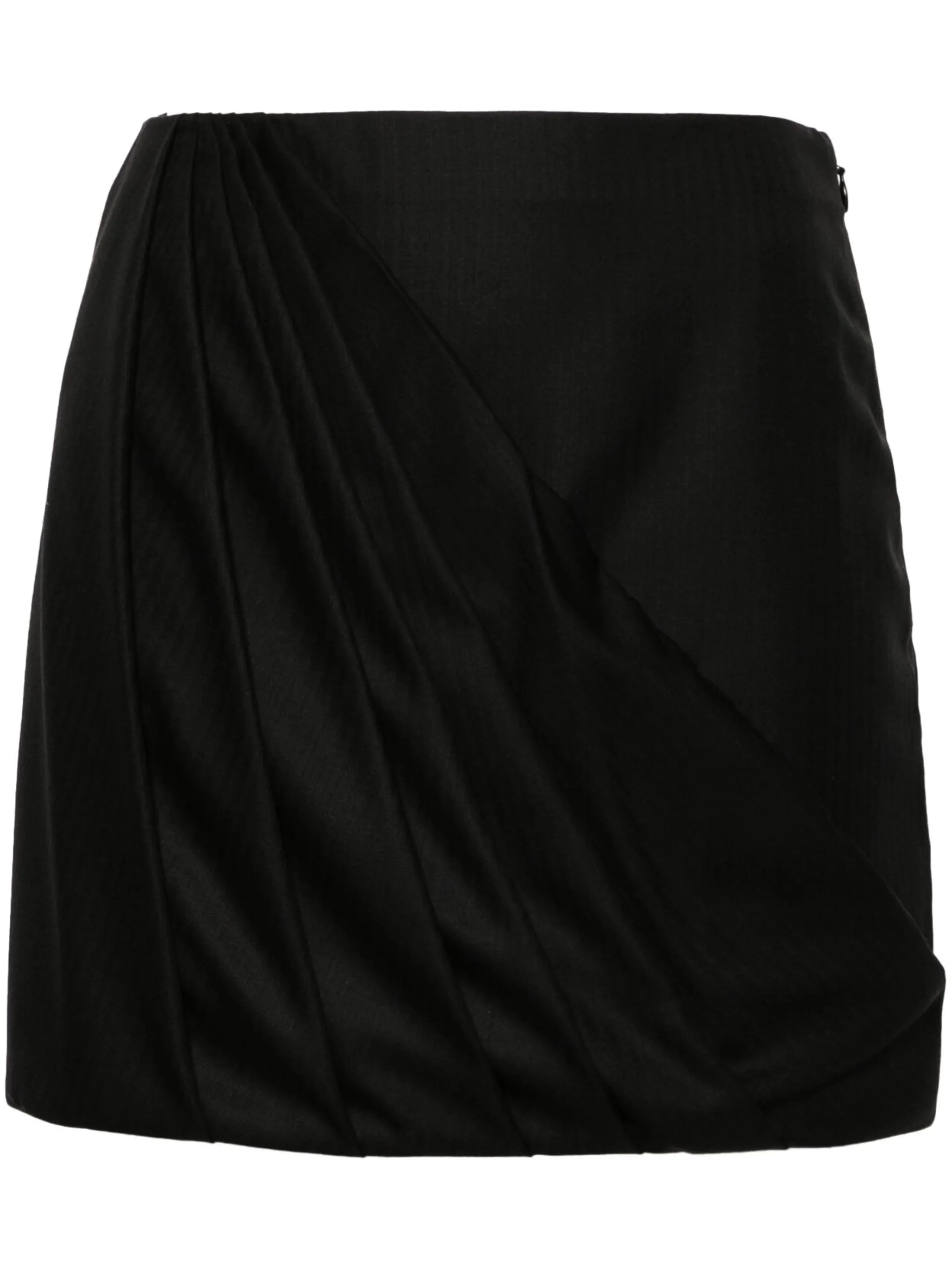 draped wool mini skirt