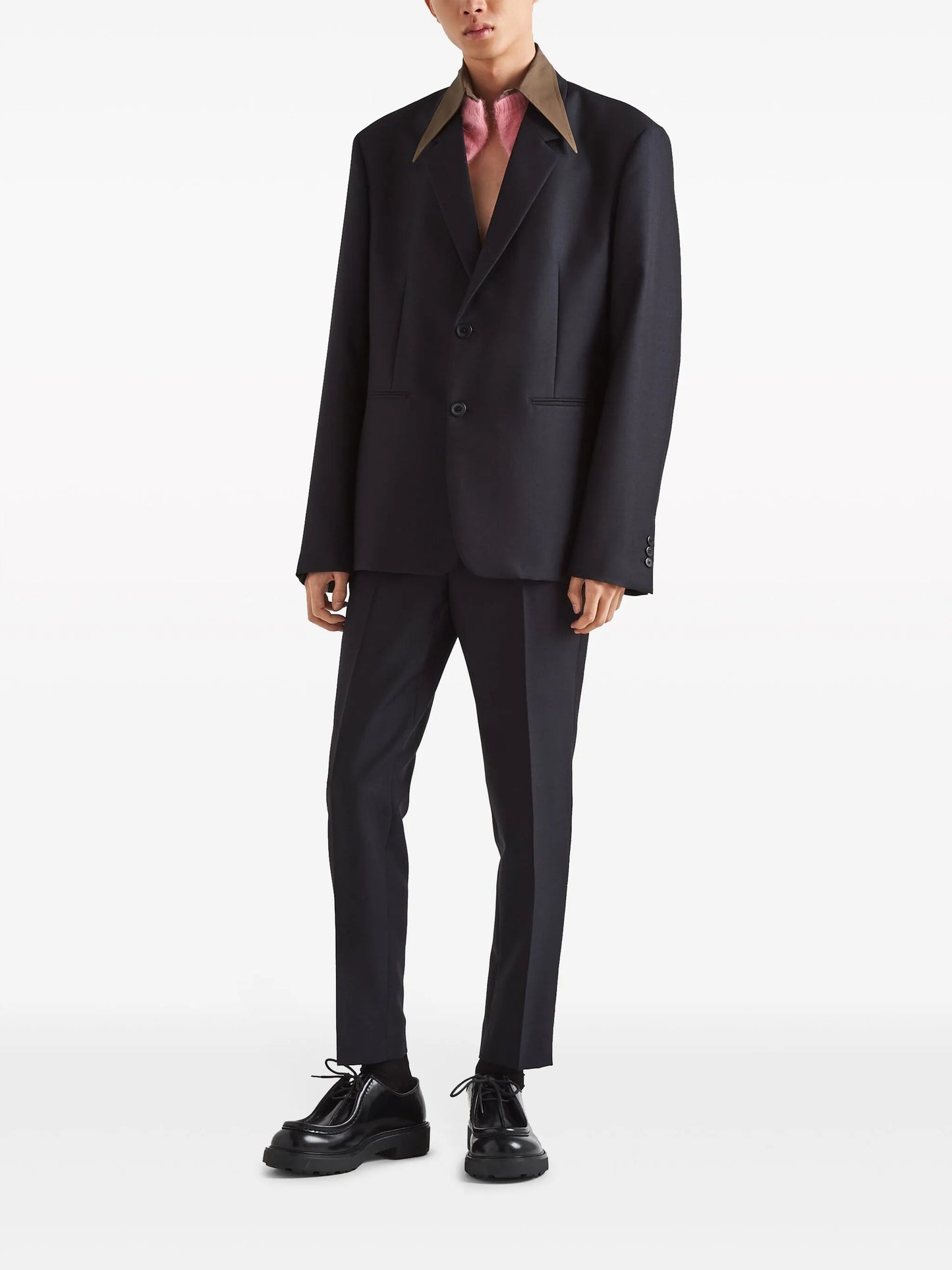 detachable-collar wool blazer