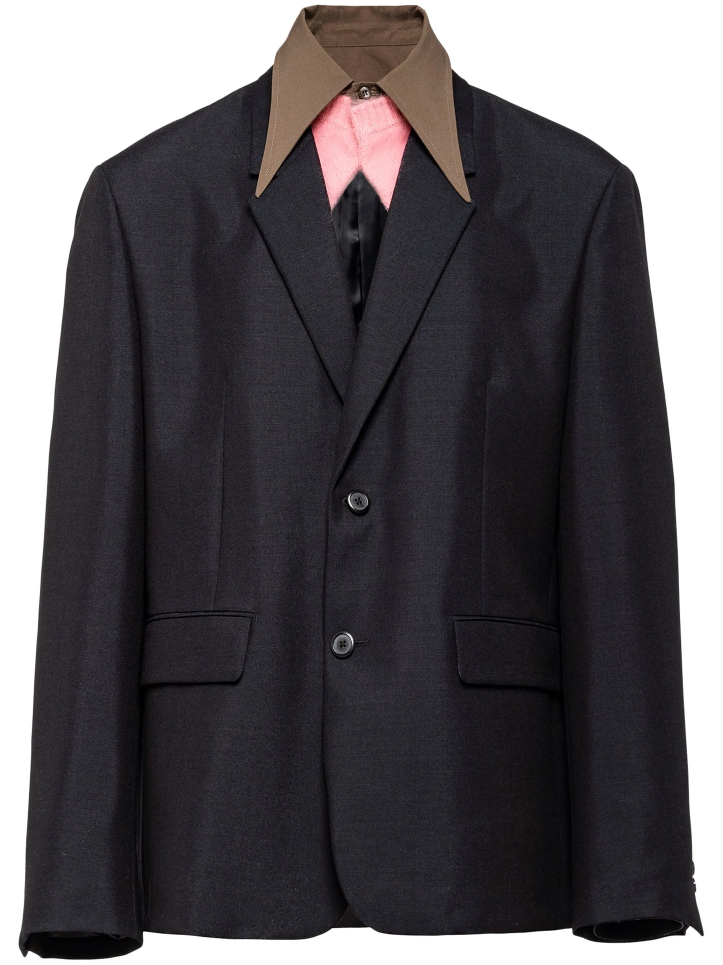 detachable-collar wool blazer
