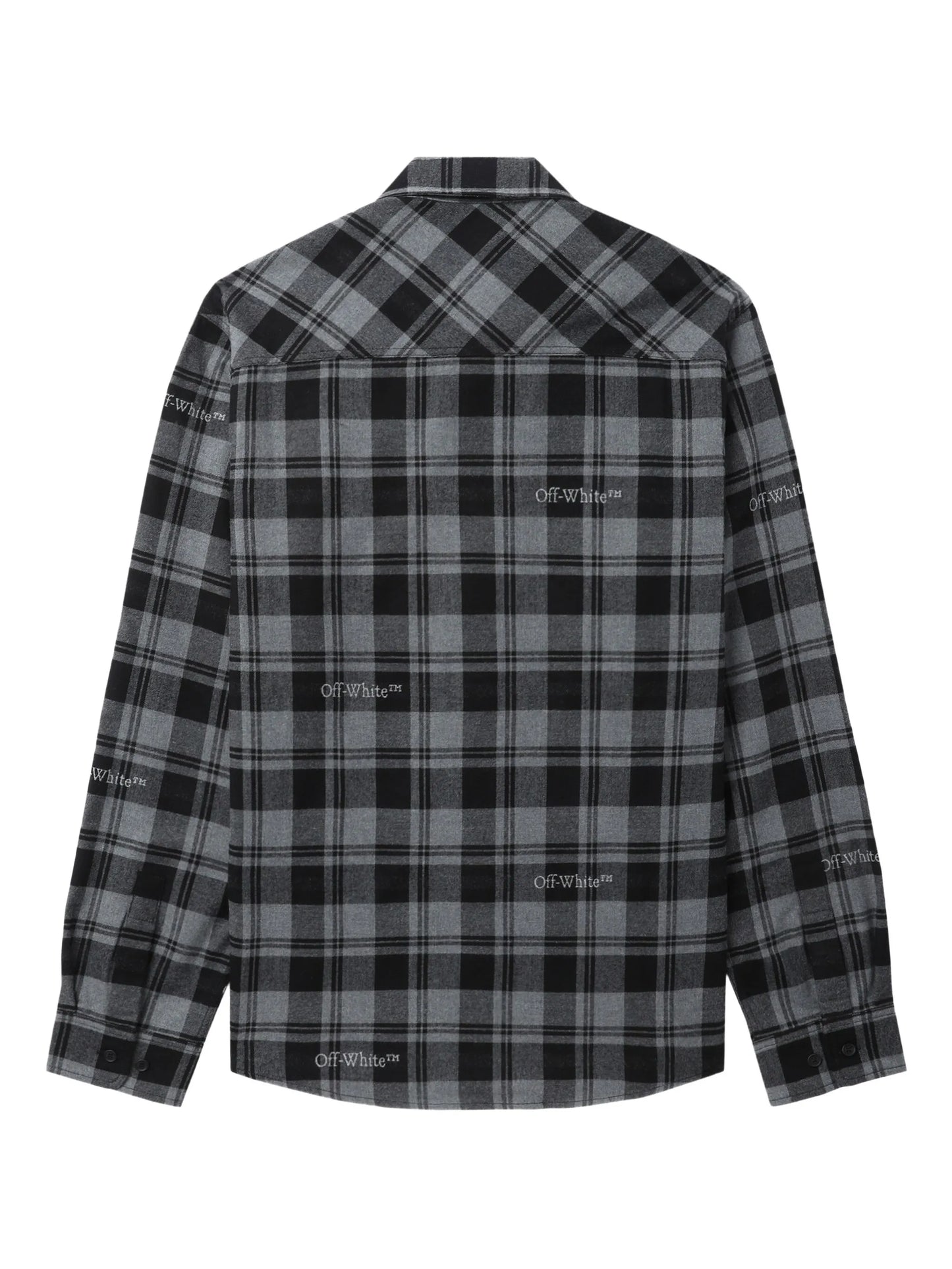 logo-embroidered checked cotton shirt