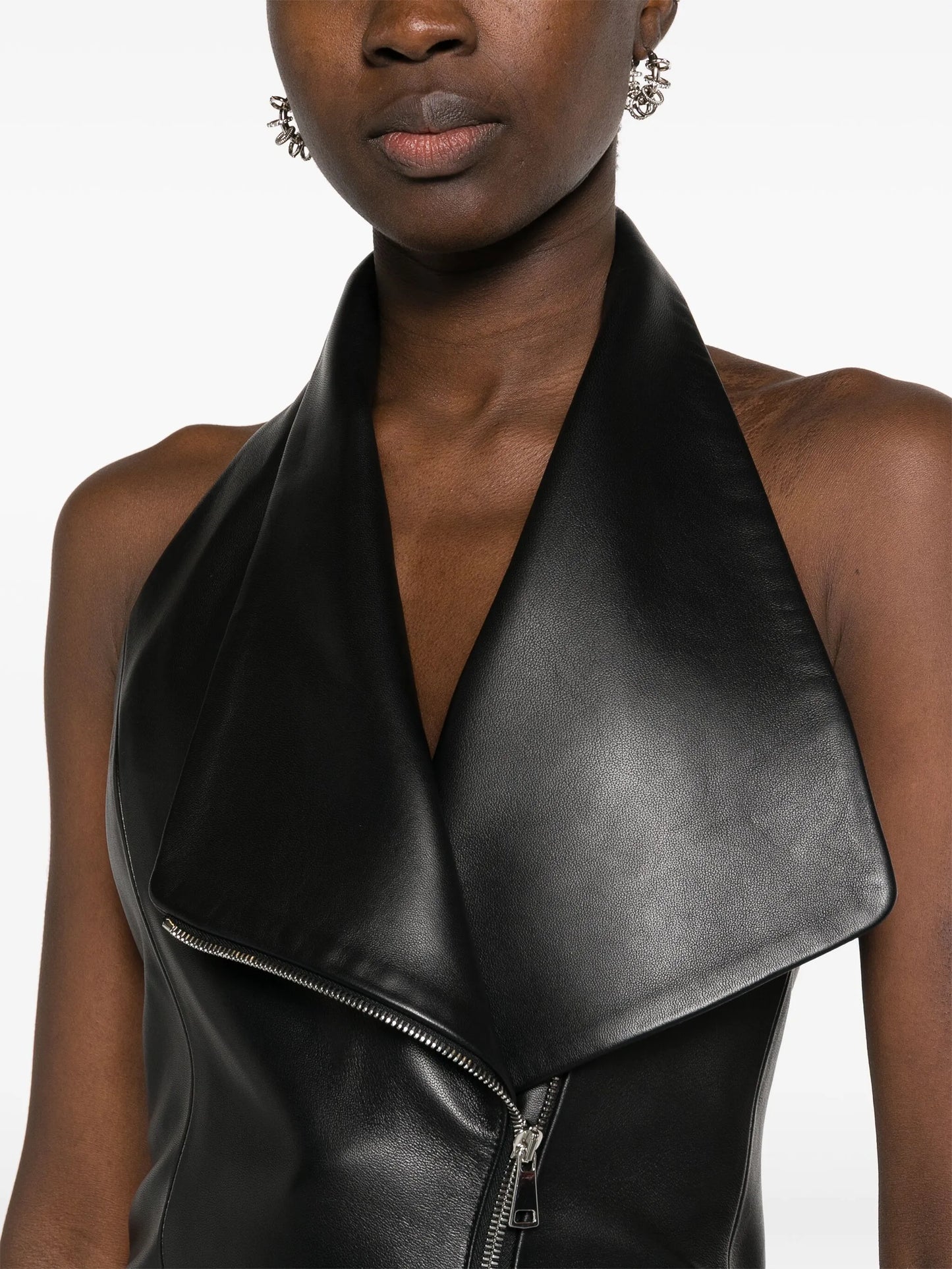 leather column maxi dress