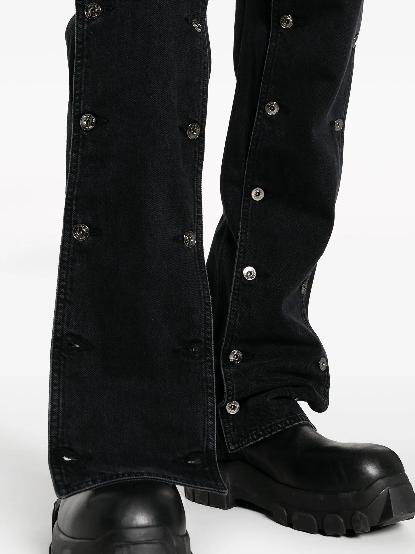 Snap-off mid-rise bootcut jeans