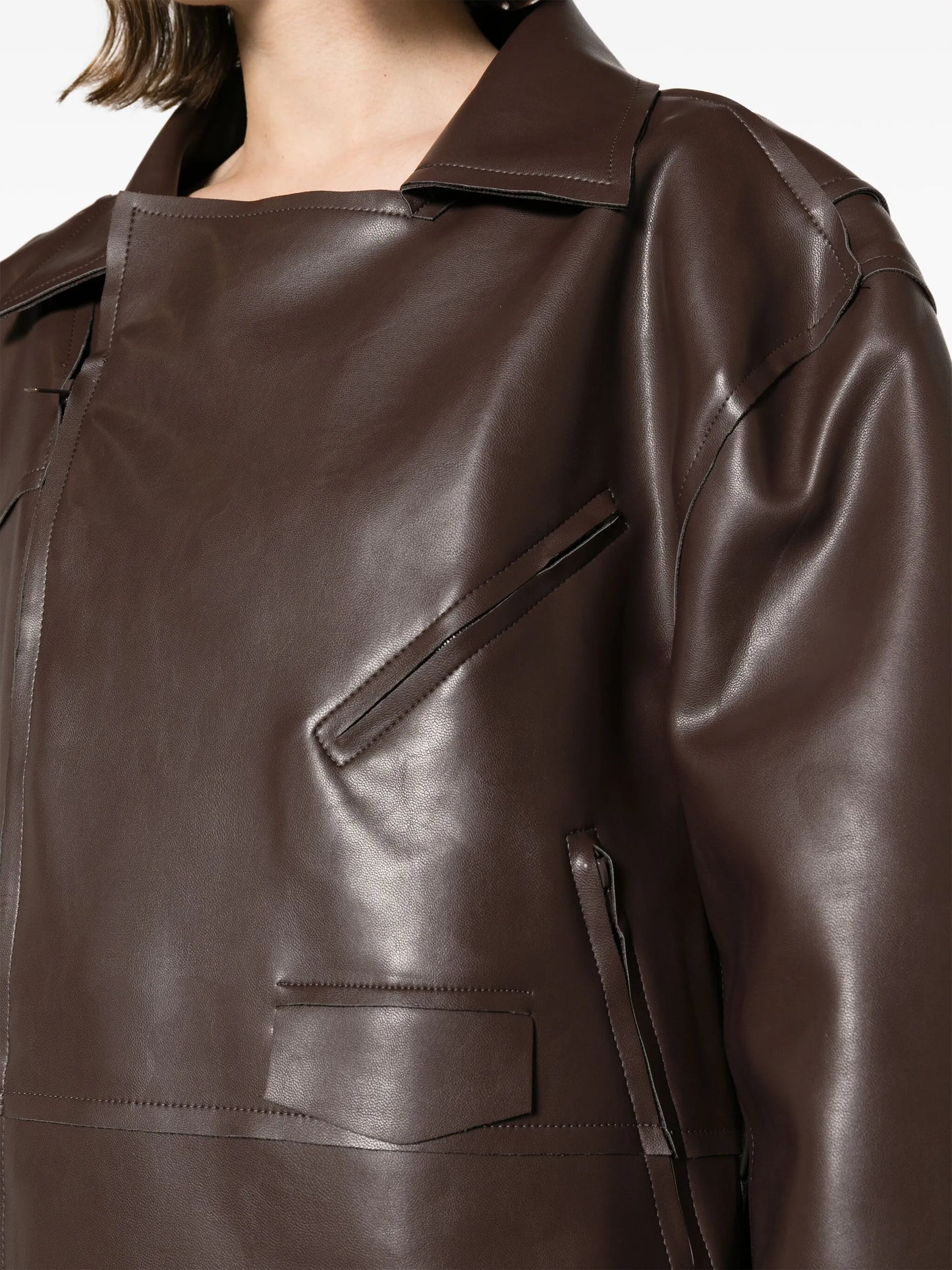 oversized zip-up biker jacket