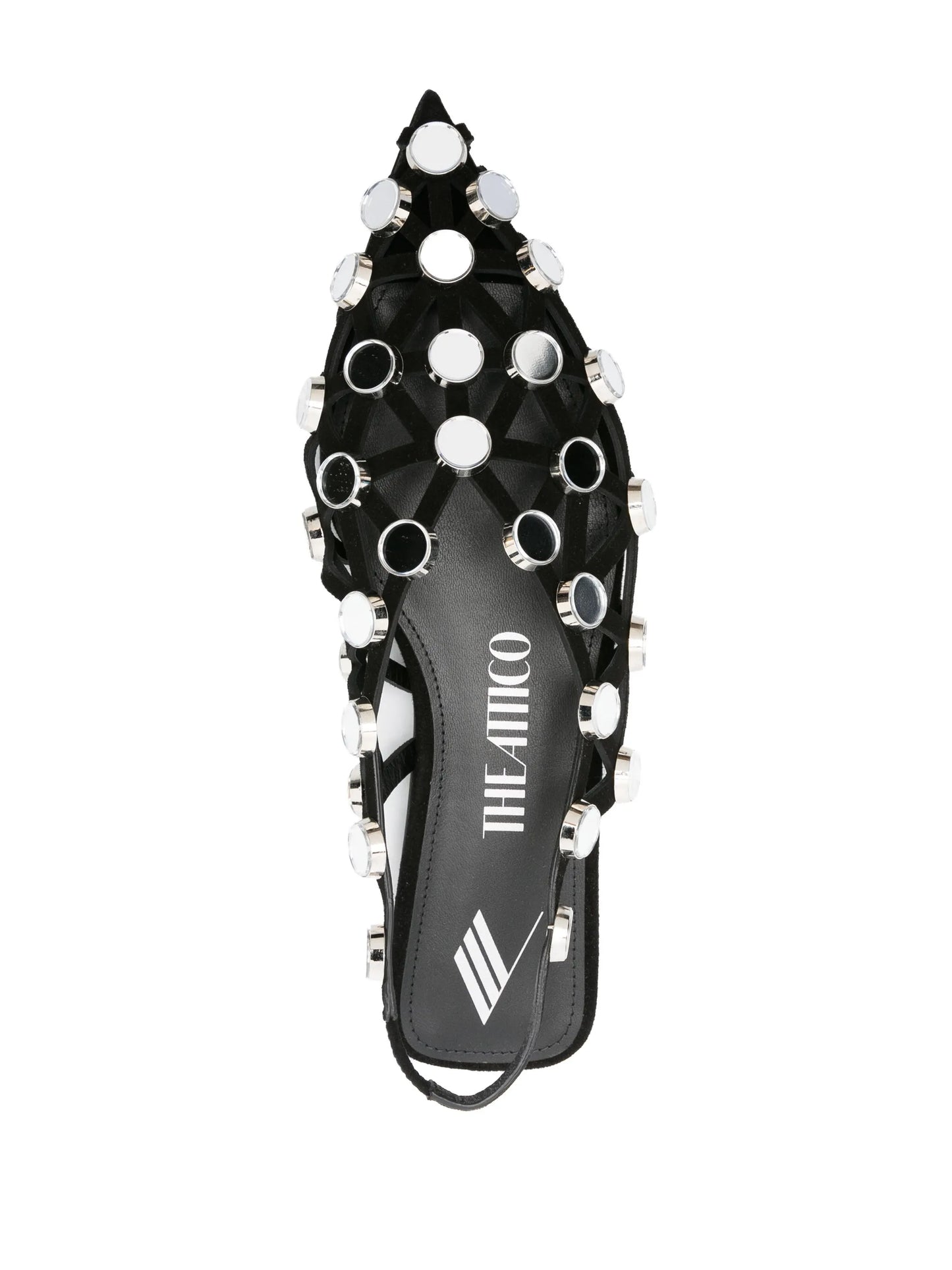 Grid rhinestone-embellished ballerina shoes