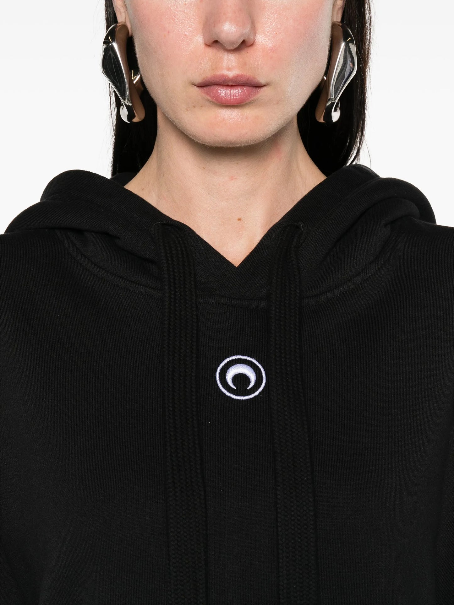 Moon-embroidered organic cotton hoodie