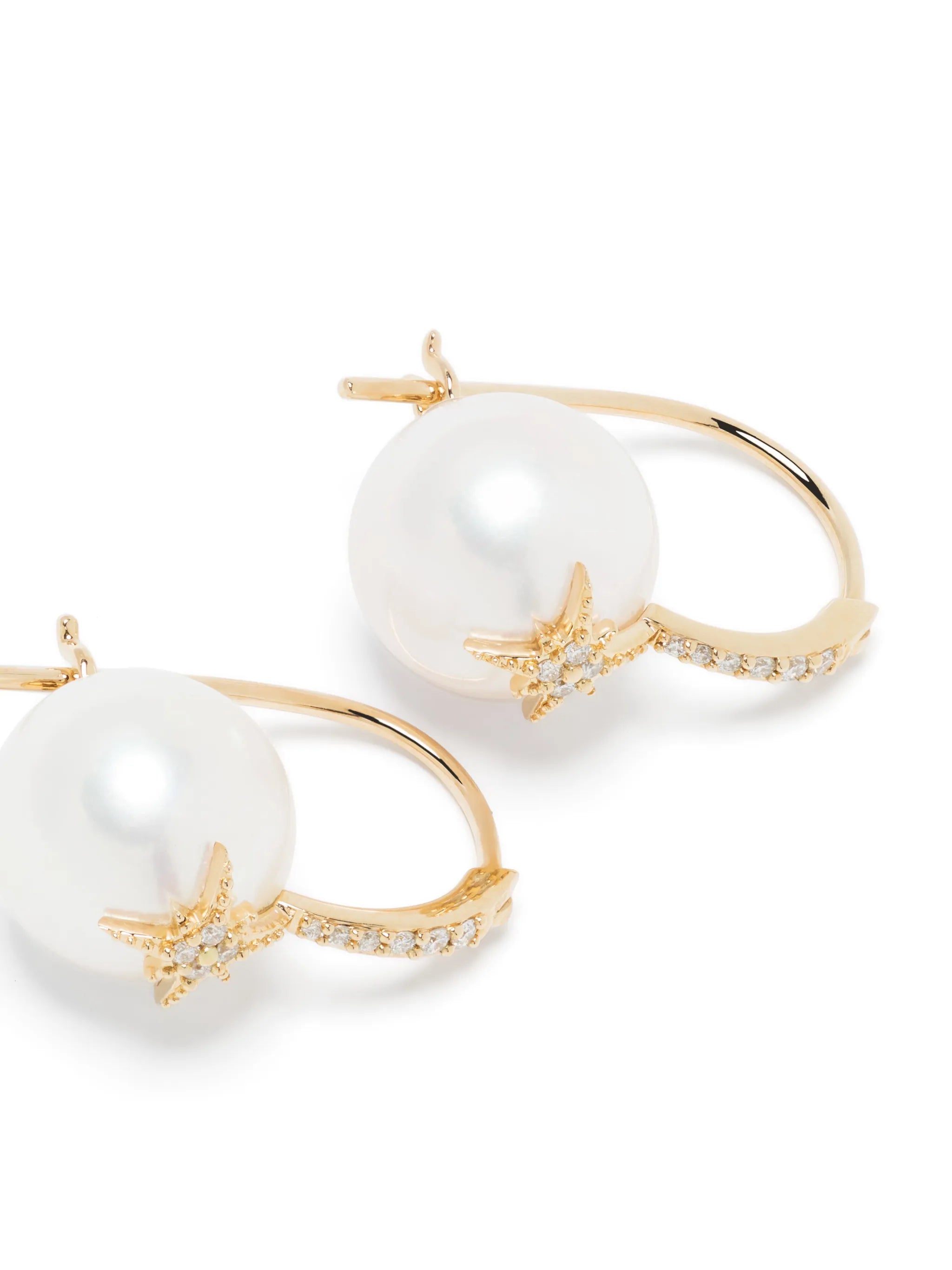 14kt yellow gold Starburst pearl drop earrings