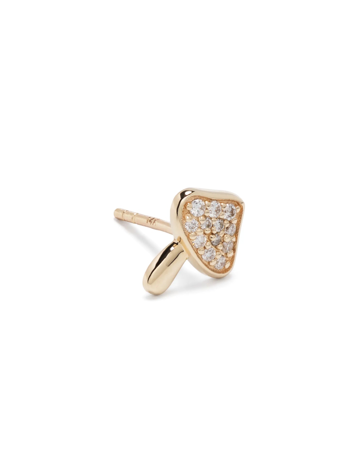 14kt yellow gold Mushroom diamond stud earring