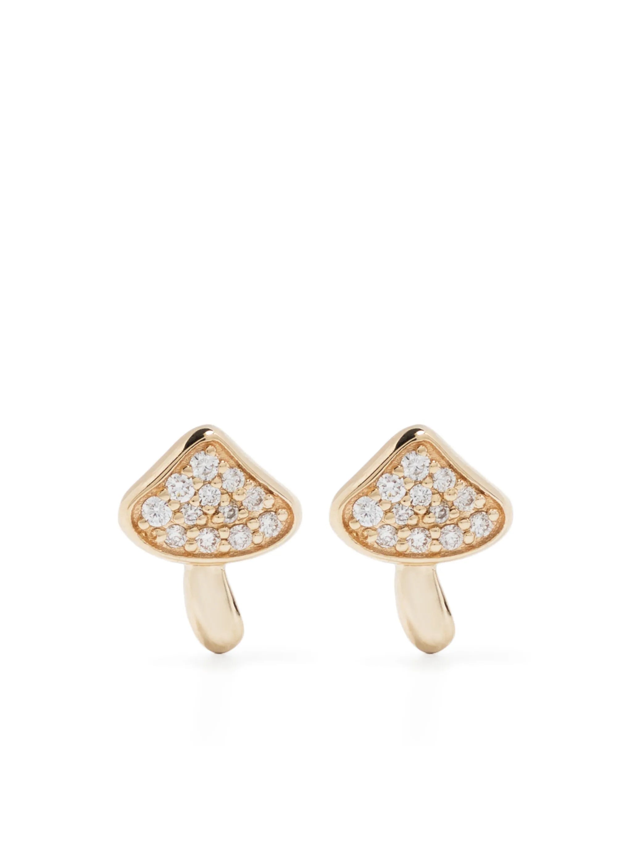 14kt yellow gold Mushroom diamond stud earring