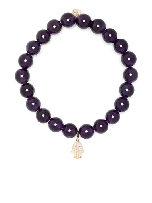 14kt yellow gold amethyst Hamsa bracelet