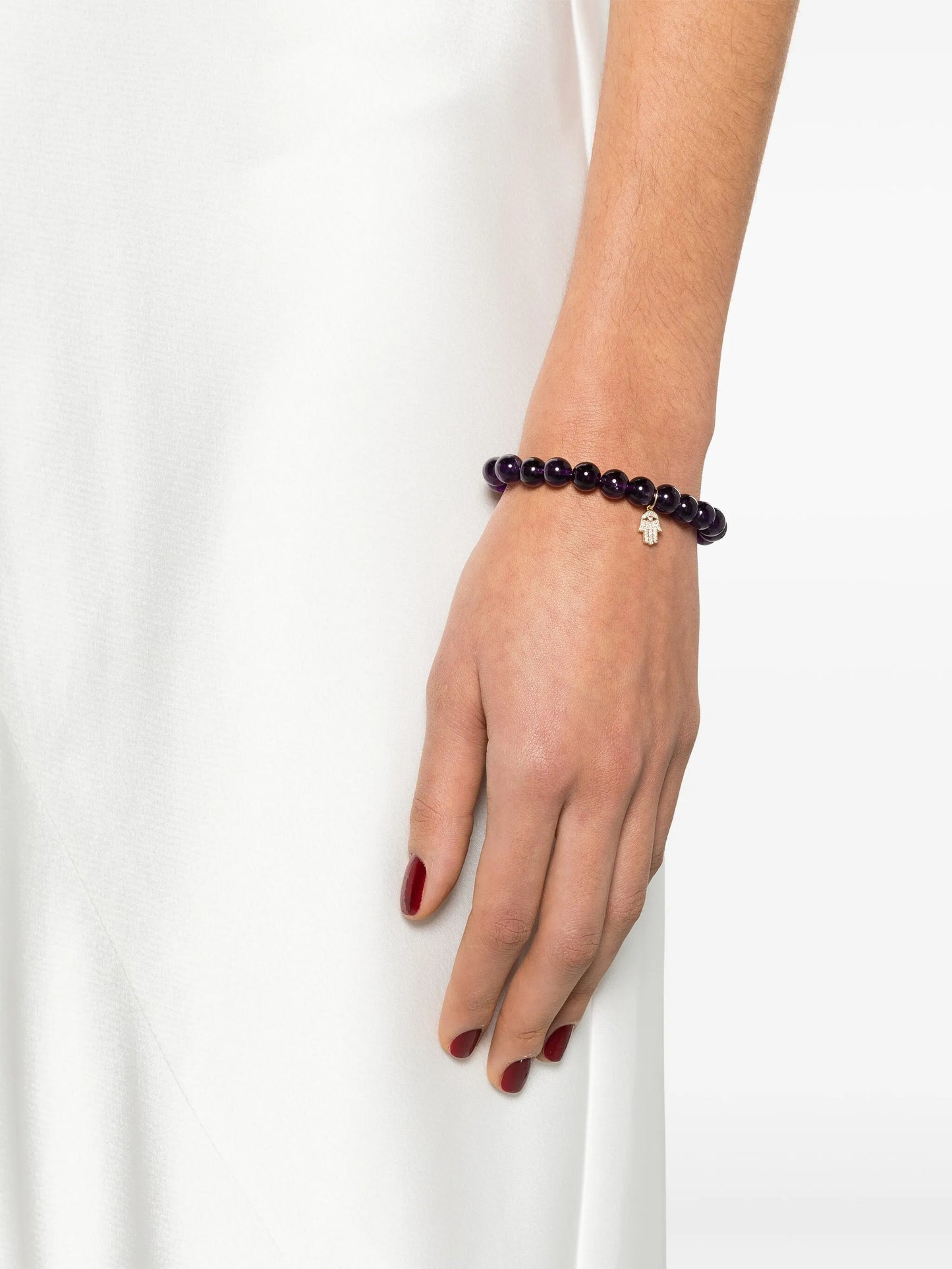 14kt yellow gold amethyst Hamsa bracelet